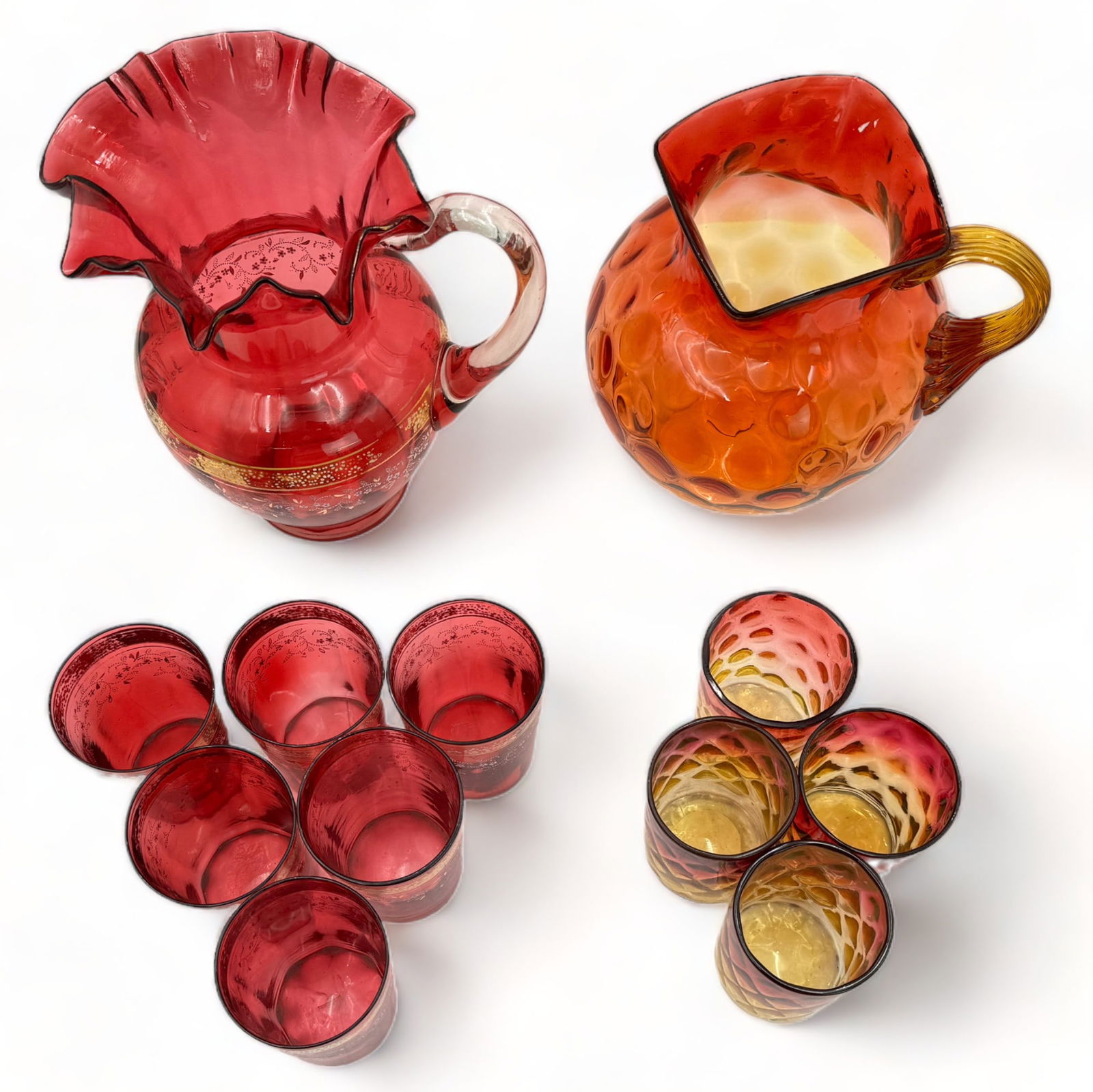 Lot of Vintage Cranberry and Amberina Glass. (1 of 2)