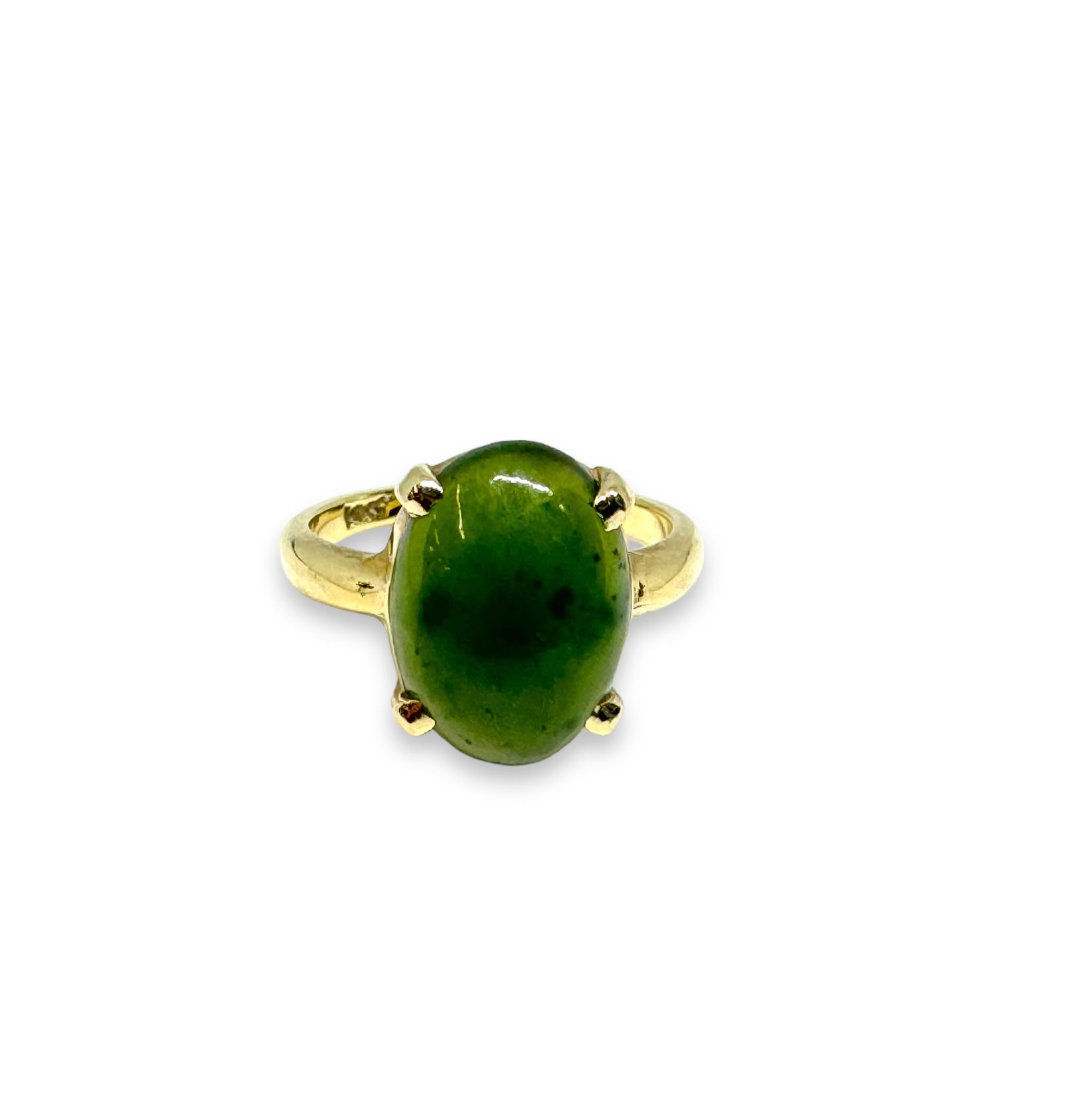 14K Ladies' Oval Jade Ring. (1 of 3)
