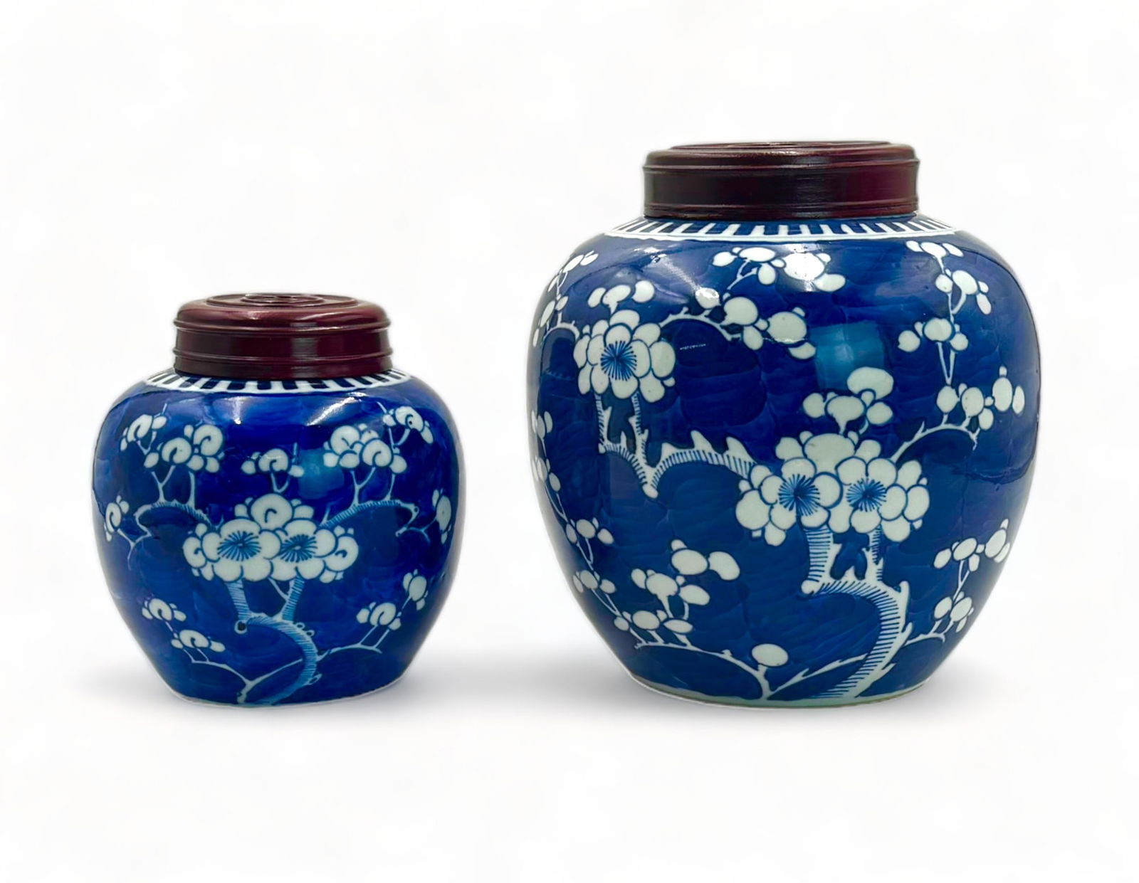 Lot of Two Old Chinese Blue & White Ginger Jars. (1 of 4)