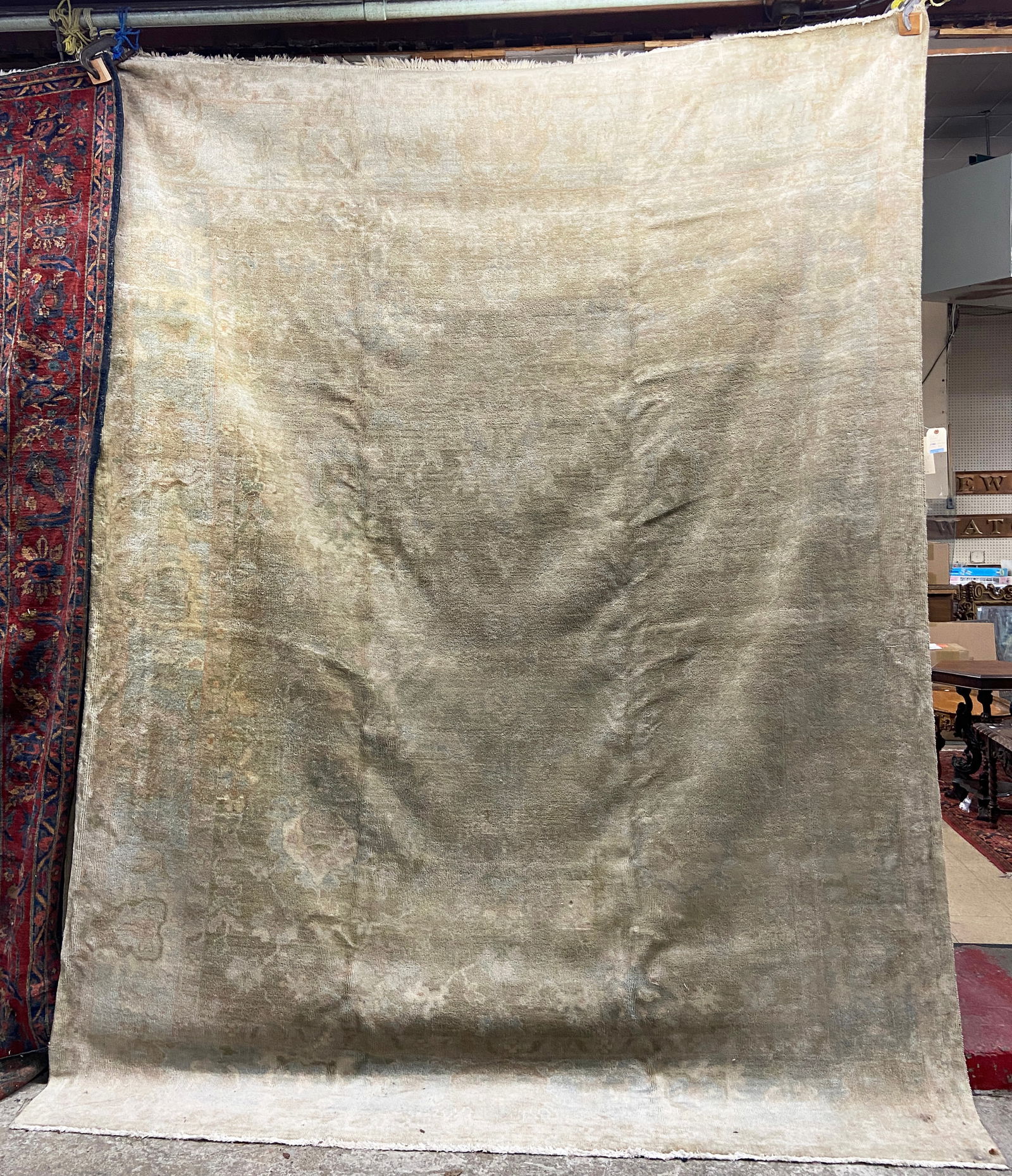 9' 3" x 12' Grey or Beige Hand-Knotted Rug. (1 of 2)