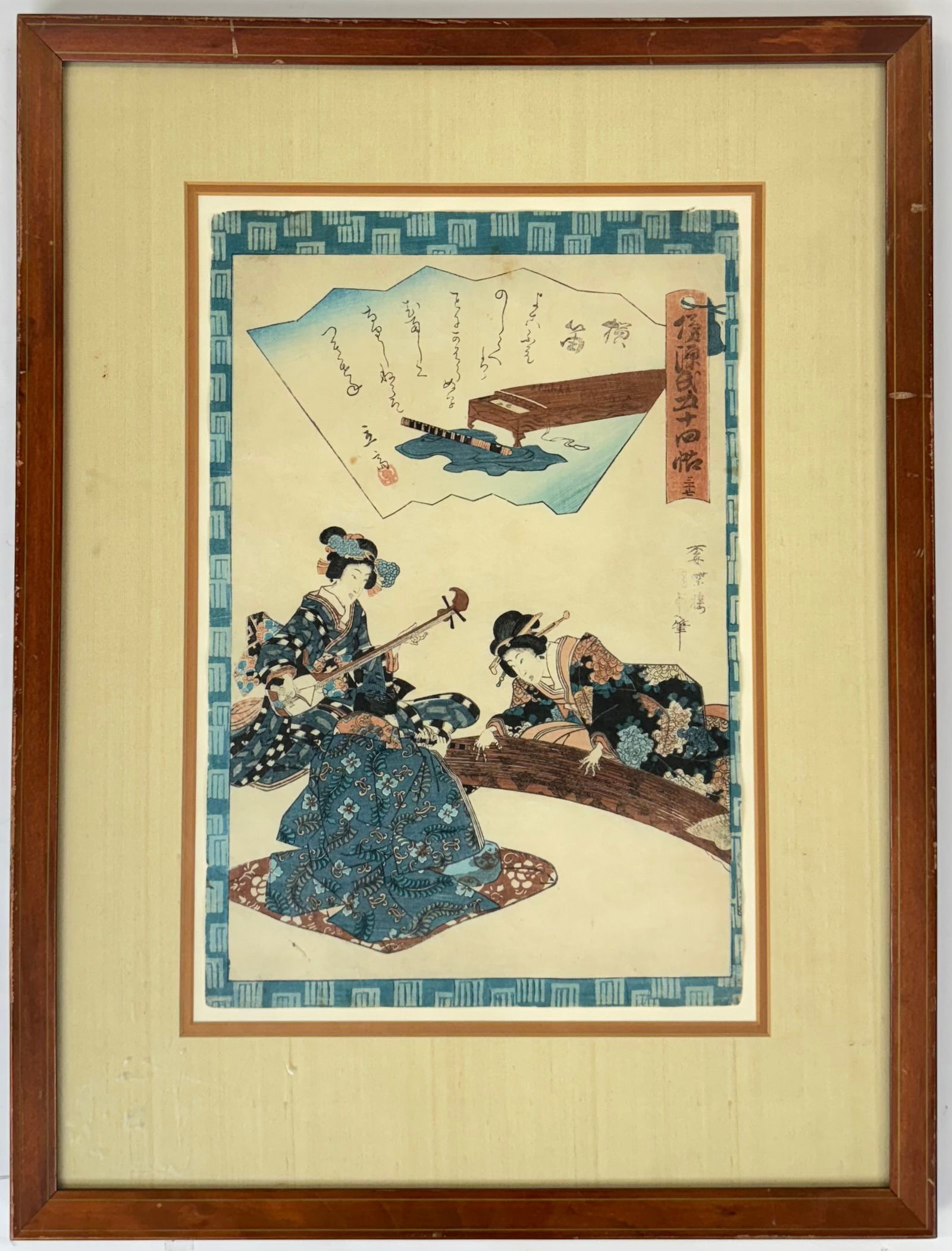 Japanese Woodblock Print of Two Women sgd Kunisada (1 of 2)