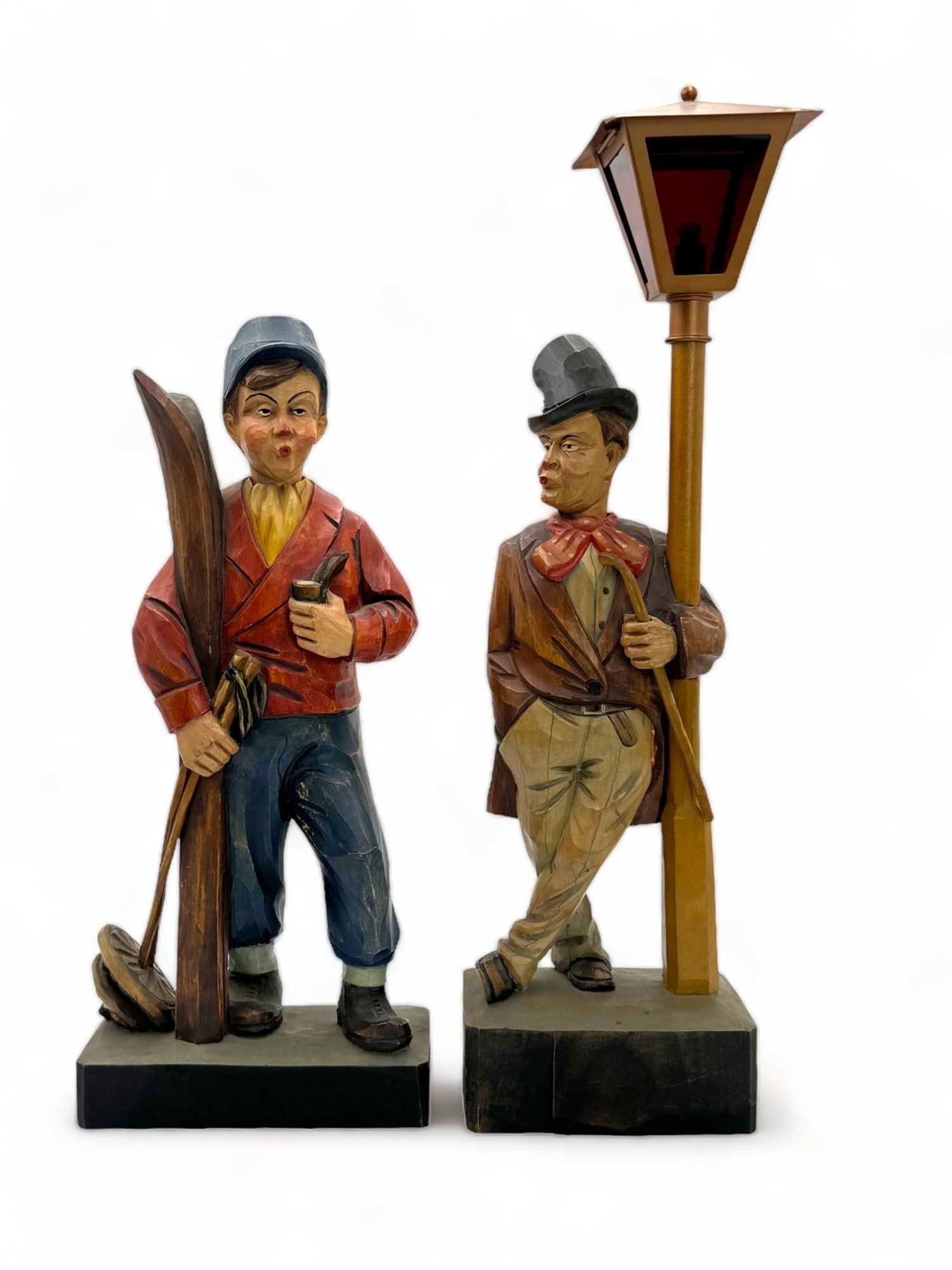 Lot of 2 Carved Wood German Whistler Automatons. (1 of 4)