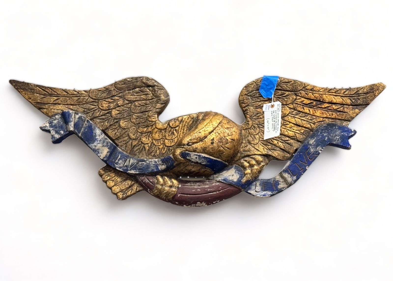 Carved and Painted American Eagle Wall Plaque. (1 of 1)