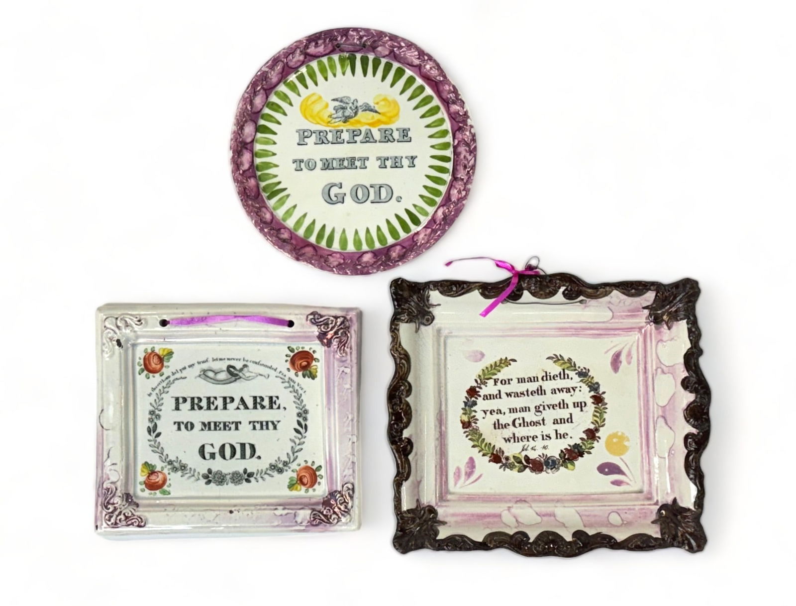 Lot of 3 Sunderland Lusterware Wall Plaques. (1 of 4)