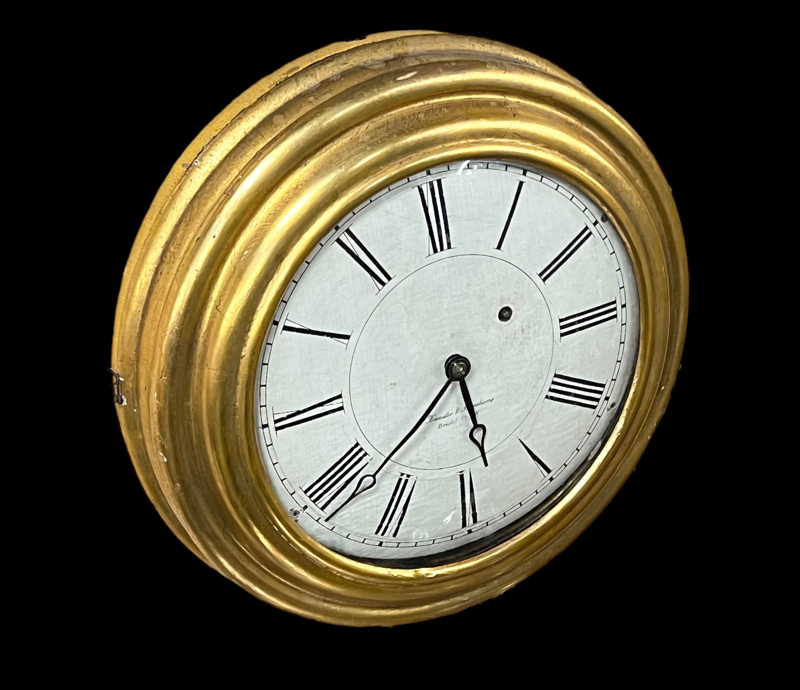 Brewster & Ingrahams Antique Gilded Gallery Clock (1 of 2)