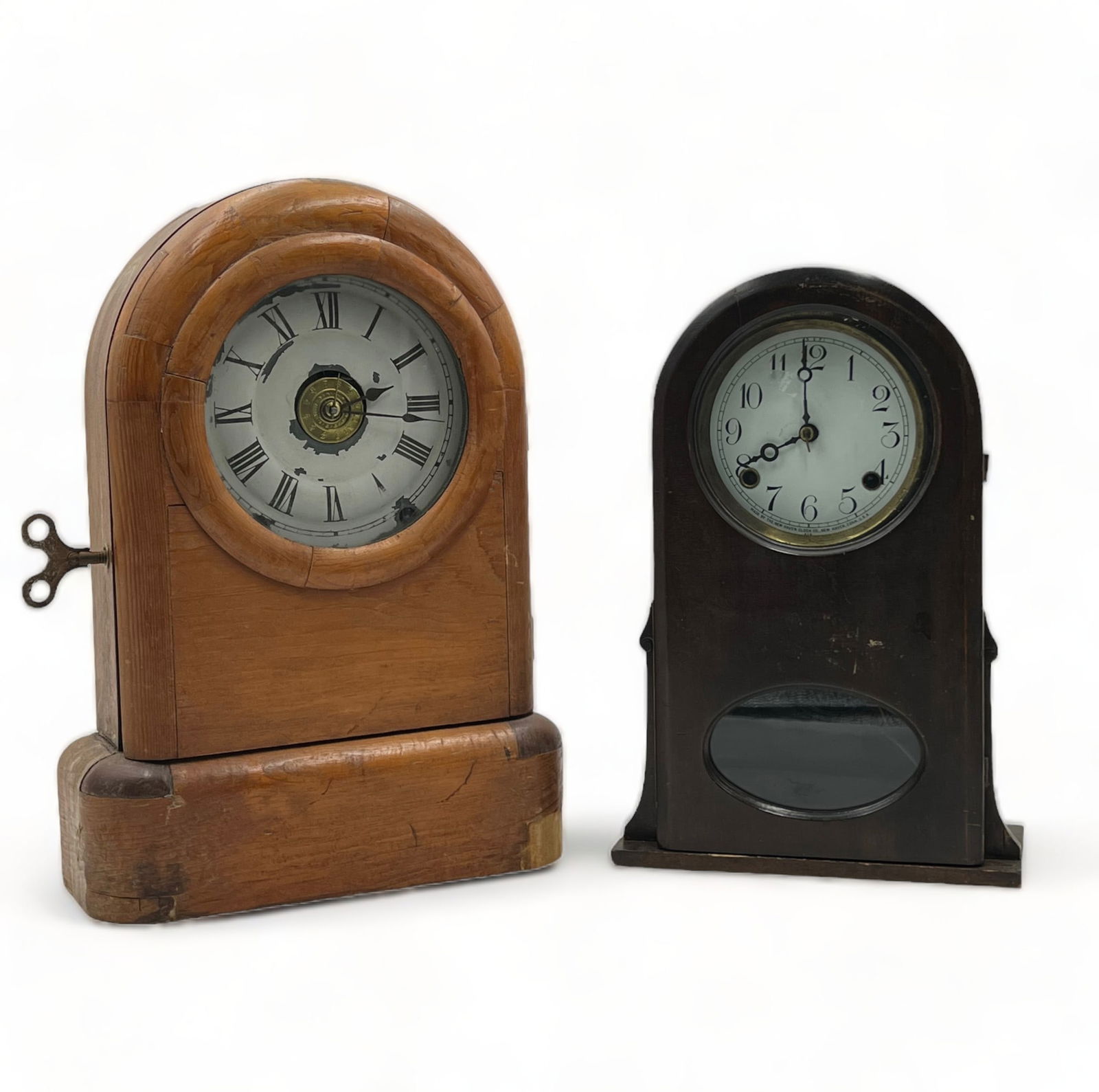 Lot of Two Antique Mantel Clock w/Dome Shape Tops. (1 of 4)
