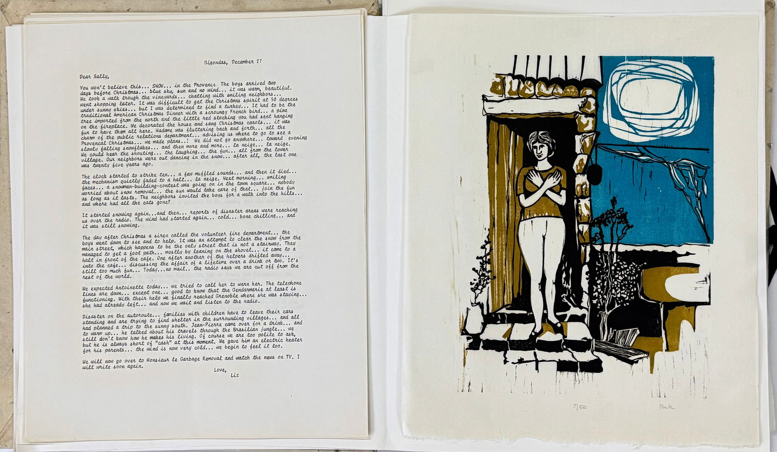 Portfolio of 20 Woodcut Prints, Signed, "Bak". (1 of 7)