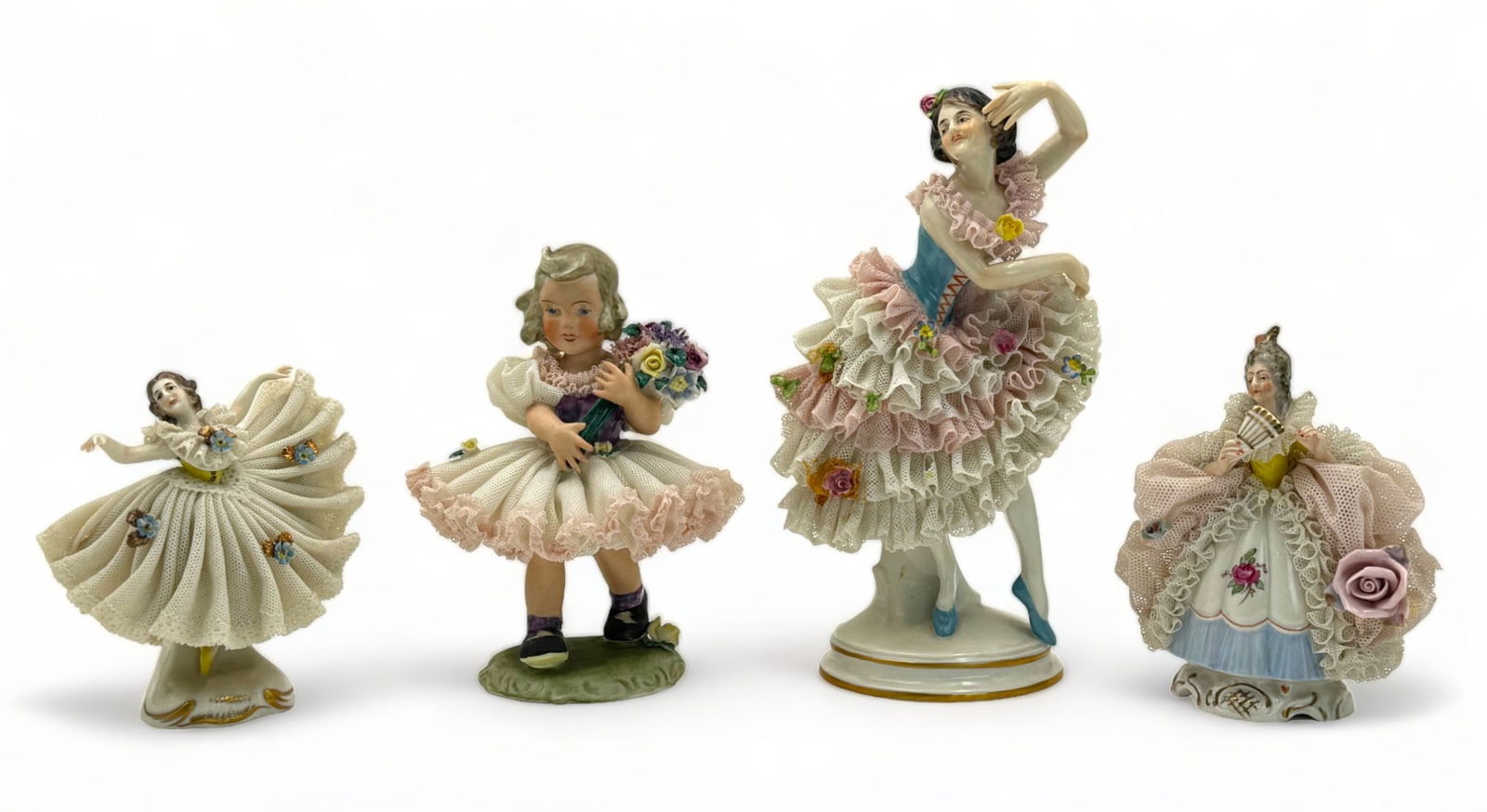 Lot of 4 Dresden Germany Lace Figurines. (1 of 3)