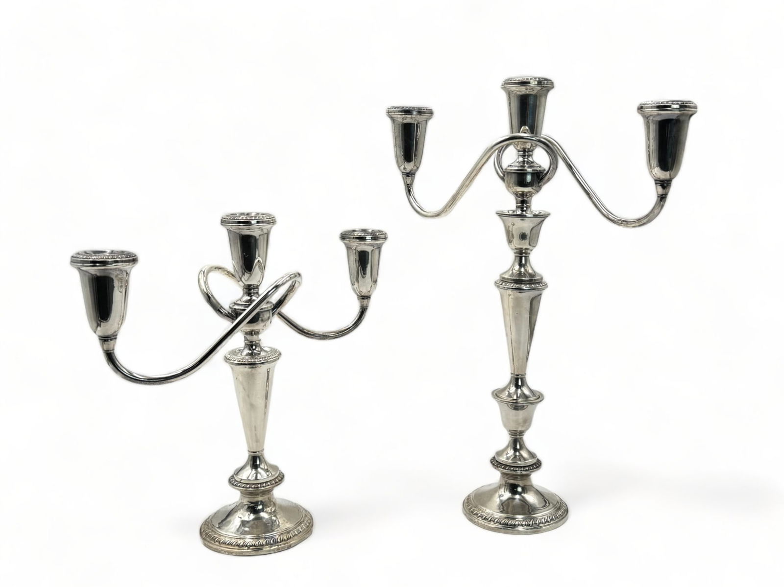 Set of 2 Crown Sterling Weighted Candelabra. (1 of 2)