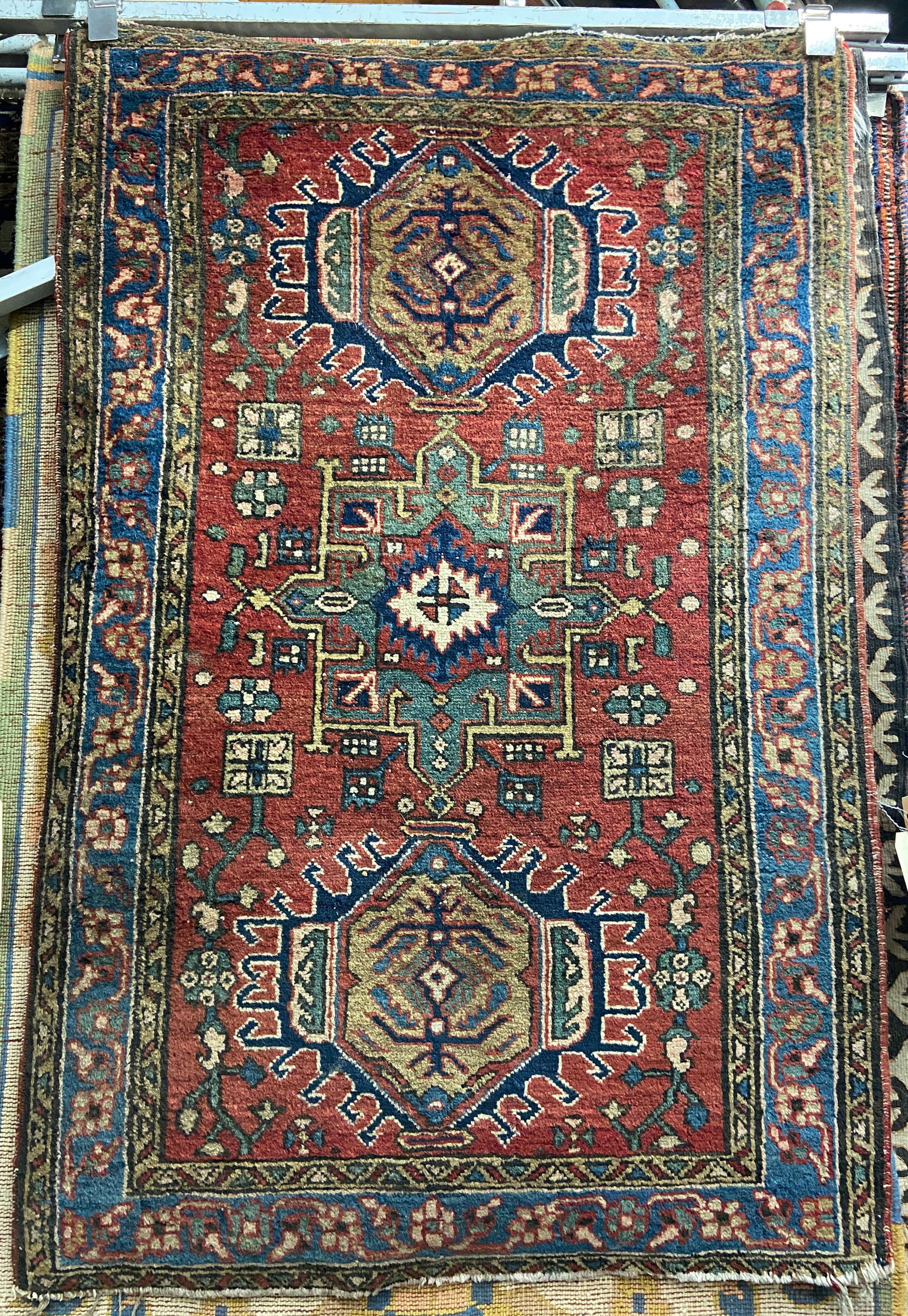 2' 11" x 4' 5" Geometric Pattern Hand-Knotted Rug. (1 of 2)