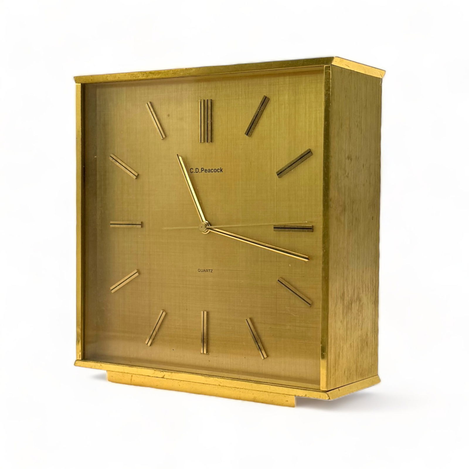 C.D. Peacock Square Brass Mantel Clock. (1 of 2)