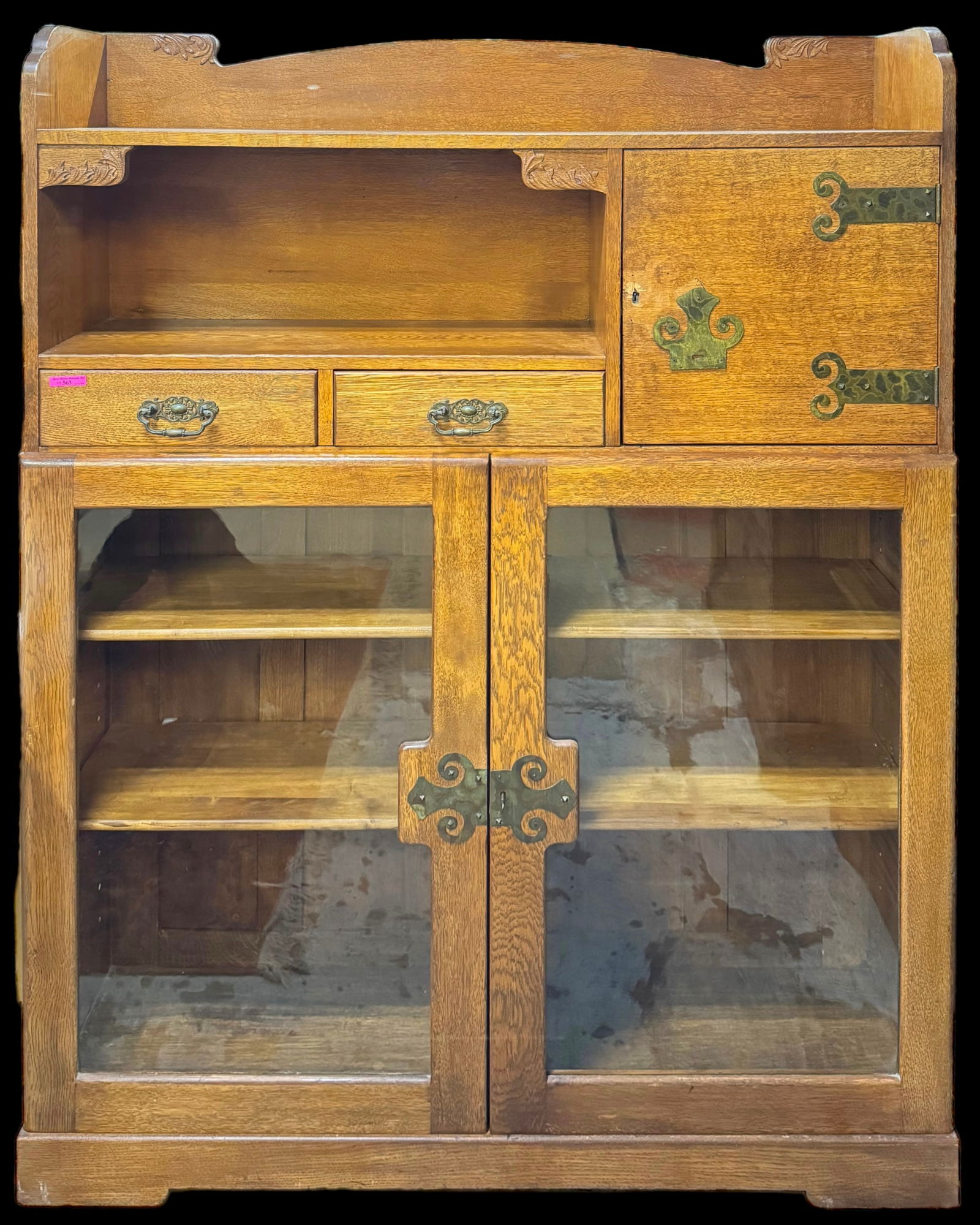 Antique Oak Display Cabinet or Bookcase. (1 of 2)