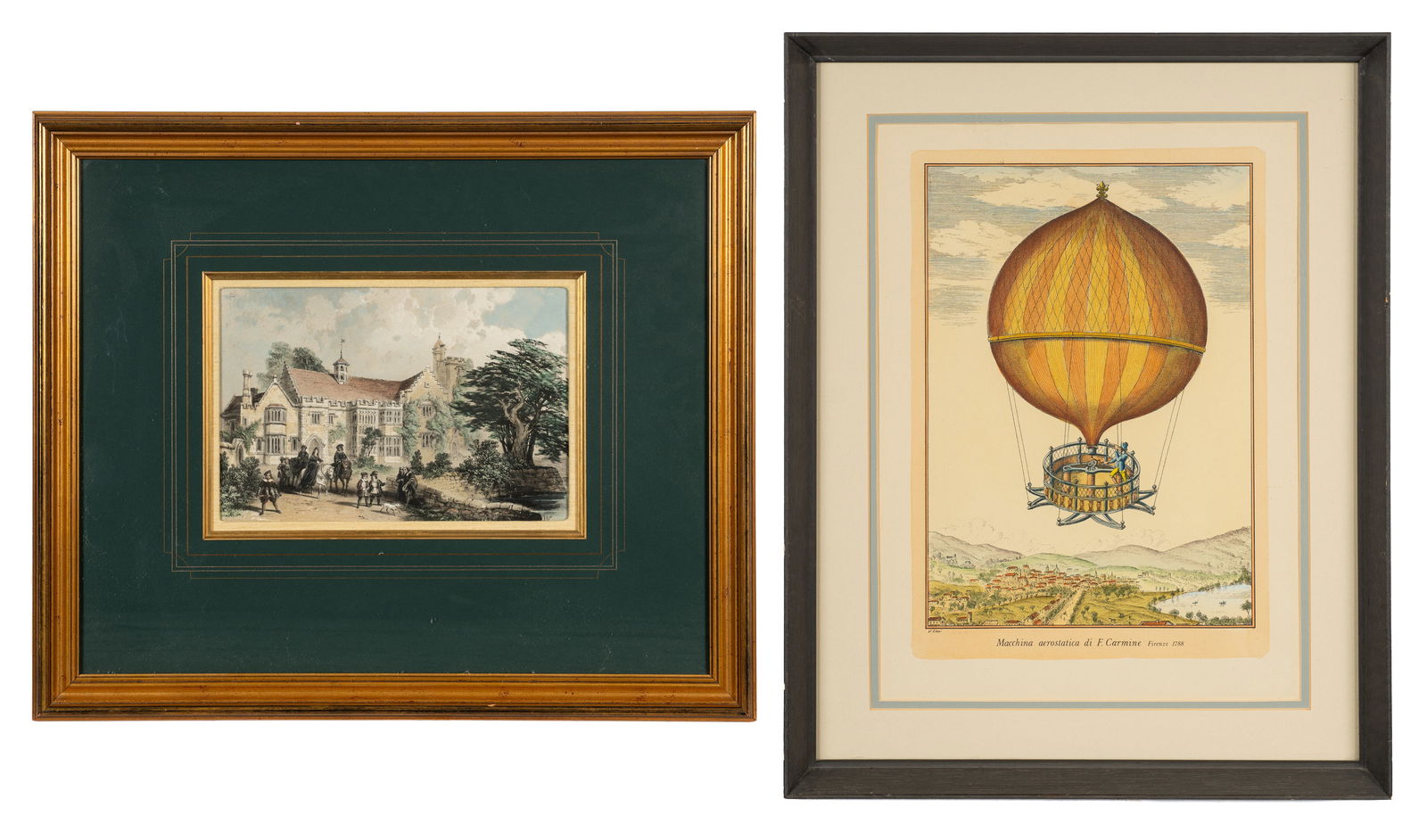 Lot of 2 Prints - Horham Hall & Hot Air Balloon. (1 of 10)