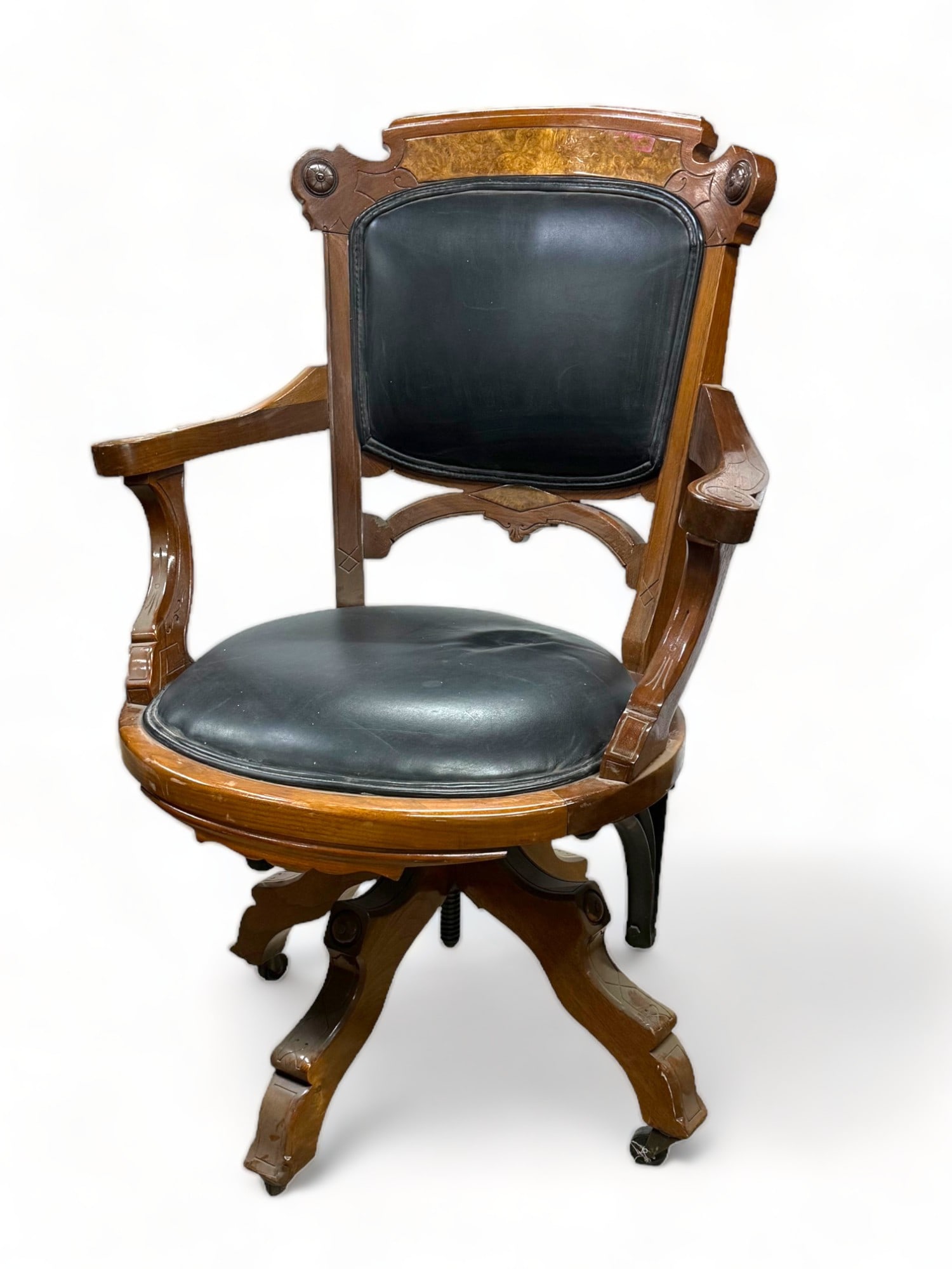 Victorian Walnut Office Desk Chair. (1 of 1)