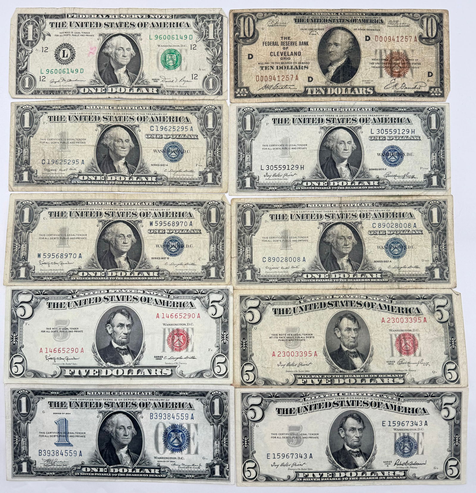 Lot of Silver Certificates & Other U.S. Currency. (1 of 2)