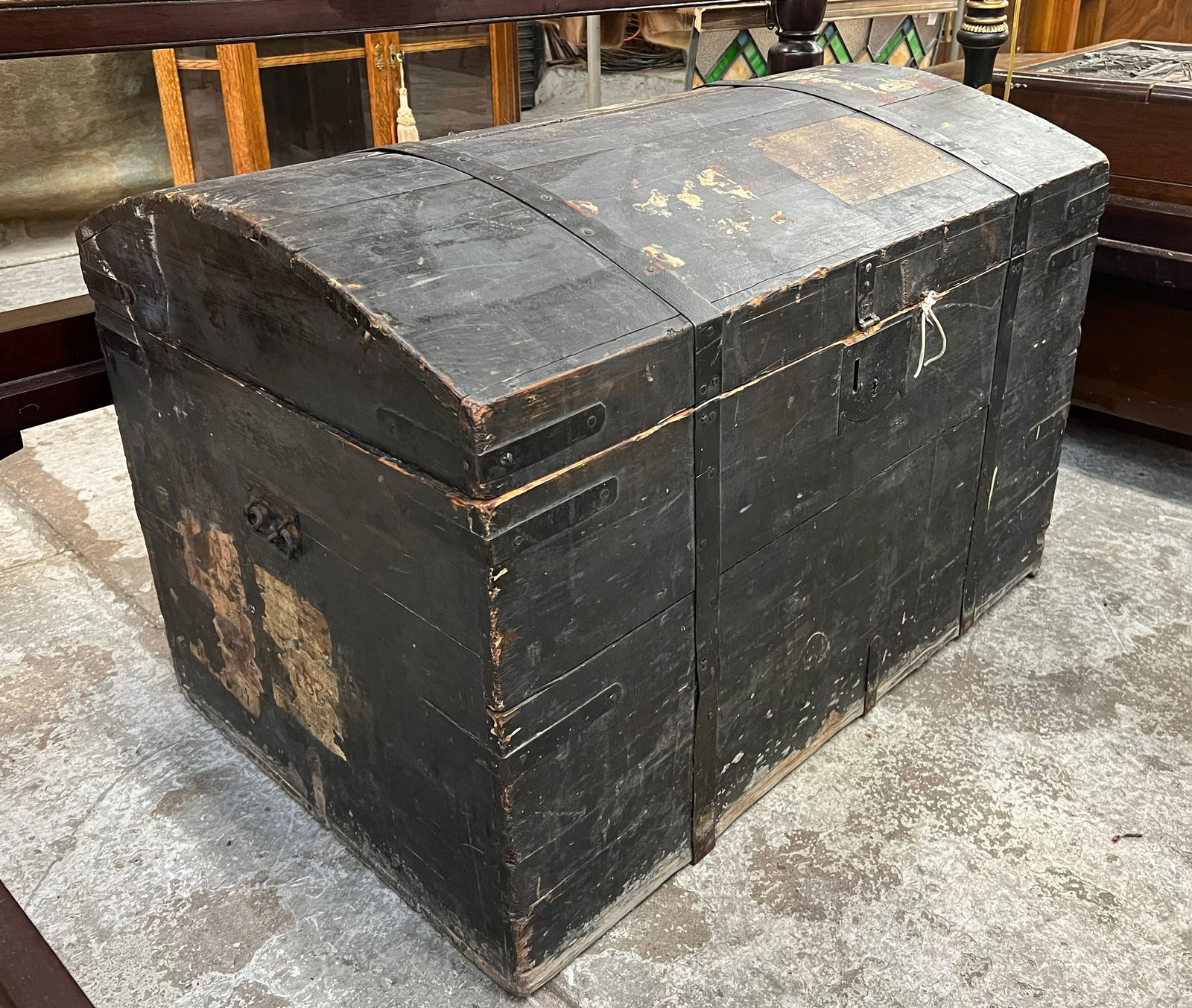 Antique Primitive Dome Top Trunk , AS IS. (1 of 2)