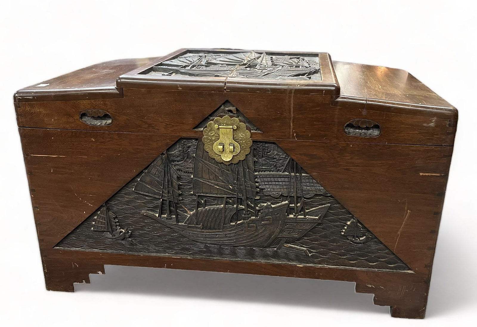 Asian Carved Camphor Chest, AS IS. (1 of 3)