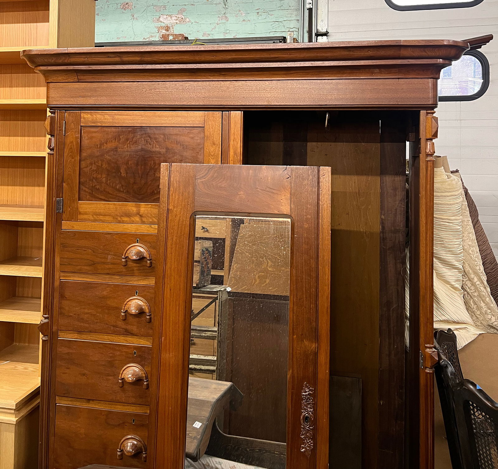 Antique Walnut Wardrobe Cabinet, AS IS. (1 of 1)