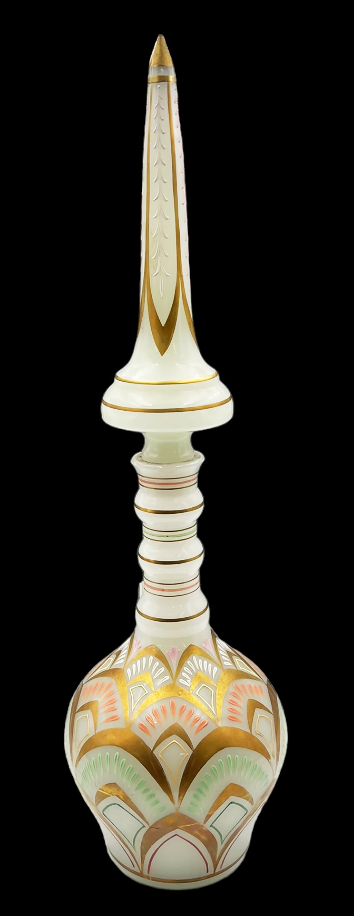 Hand Painted Opaline Glass Decanter & Stopper. (1 of 3)