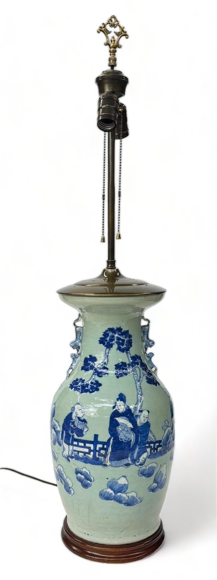 Large Chinese Lamp w/ Old Blue & White Base. (1 of 3)
