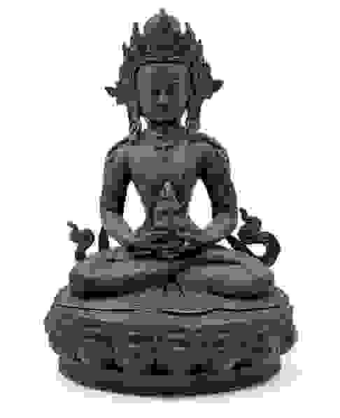 Large Bronze Seated Buddha Figure.