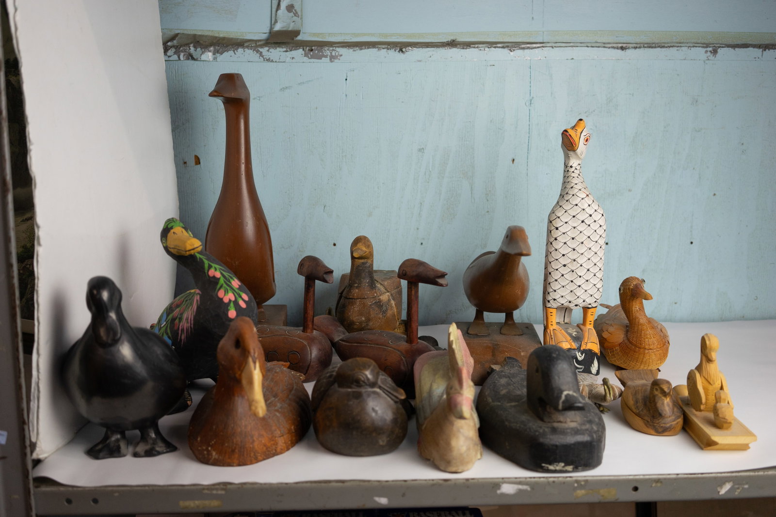 Lot of Duck Figures & Decoys, Mostly Wood.: A few are painted. The Condition varies- some are in better shape than others. The largest item measures 17" tall. In-House Shipping is Available. Please See our Website Regarding In-House Shipping Pr
