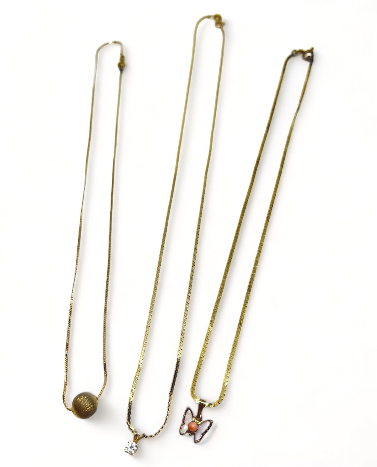 Lot of Three 14K Gold Chains w/ Pendants. (1 of 3)