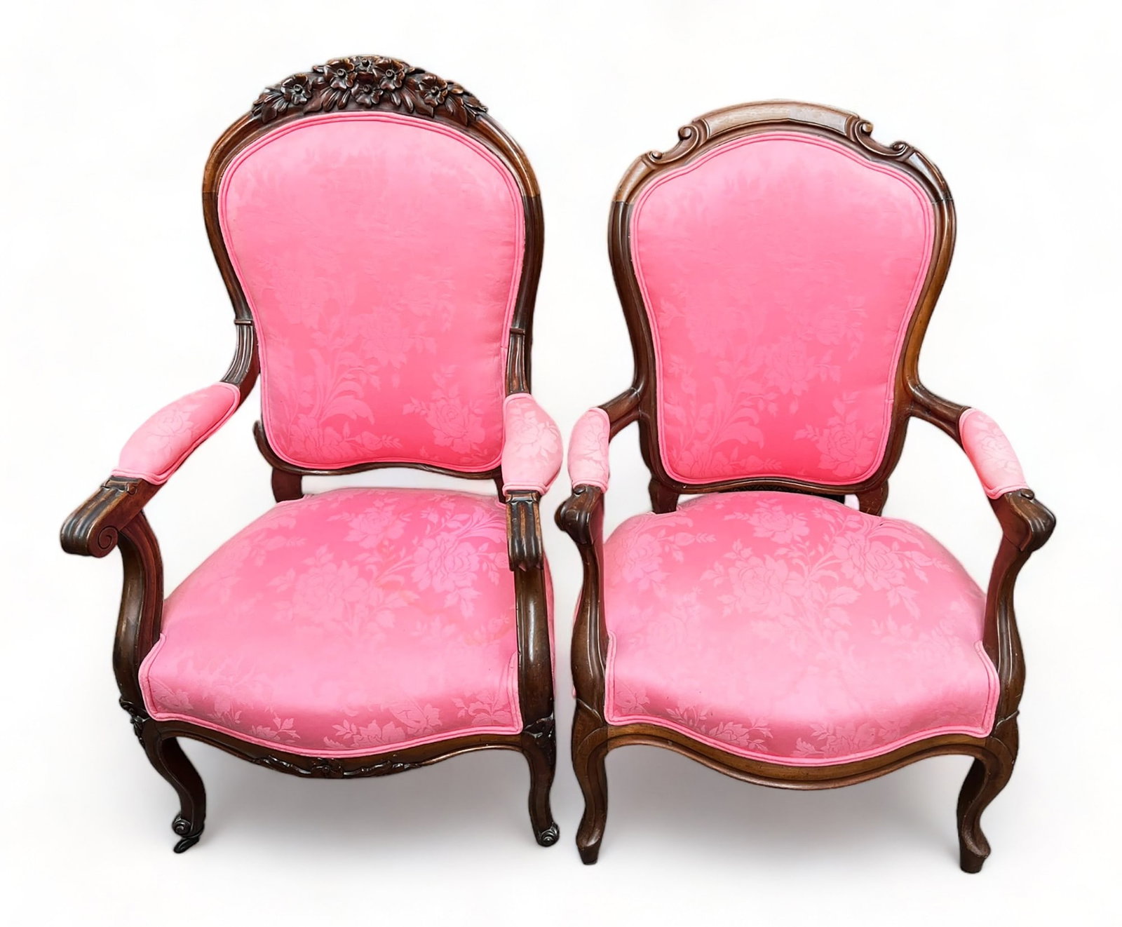 Two Carved Victorian Style Armchairs. (1 of 3)