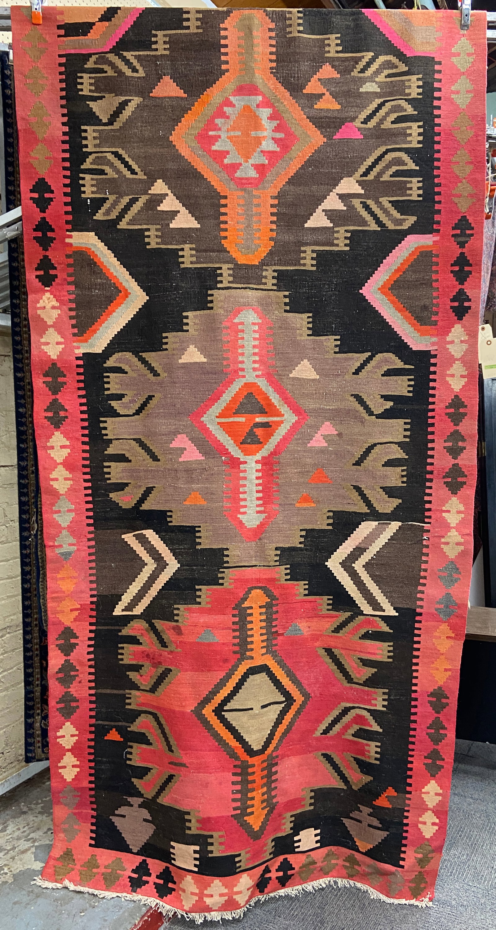 4' 7" x 13' 3" Multicolored Kelim Rug. (1 of 2)