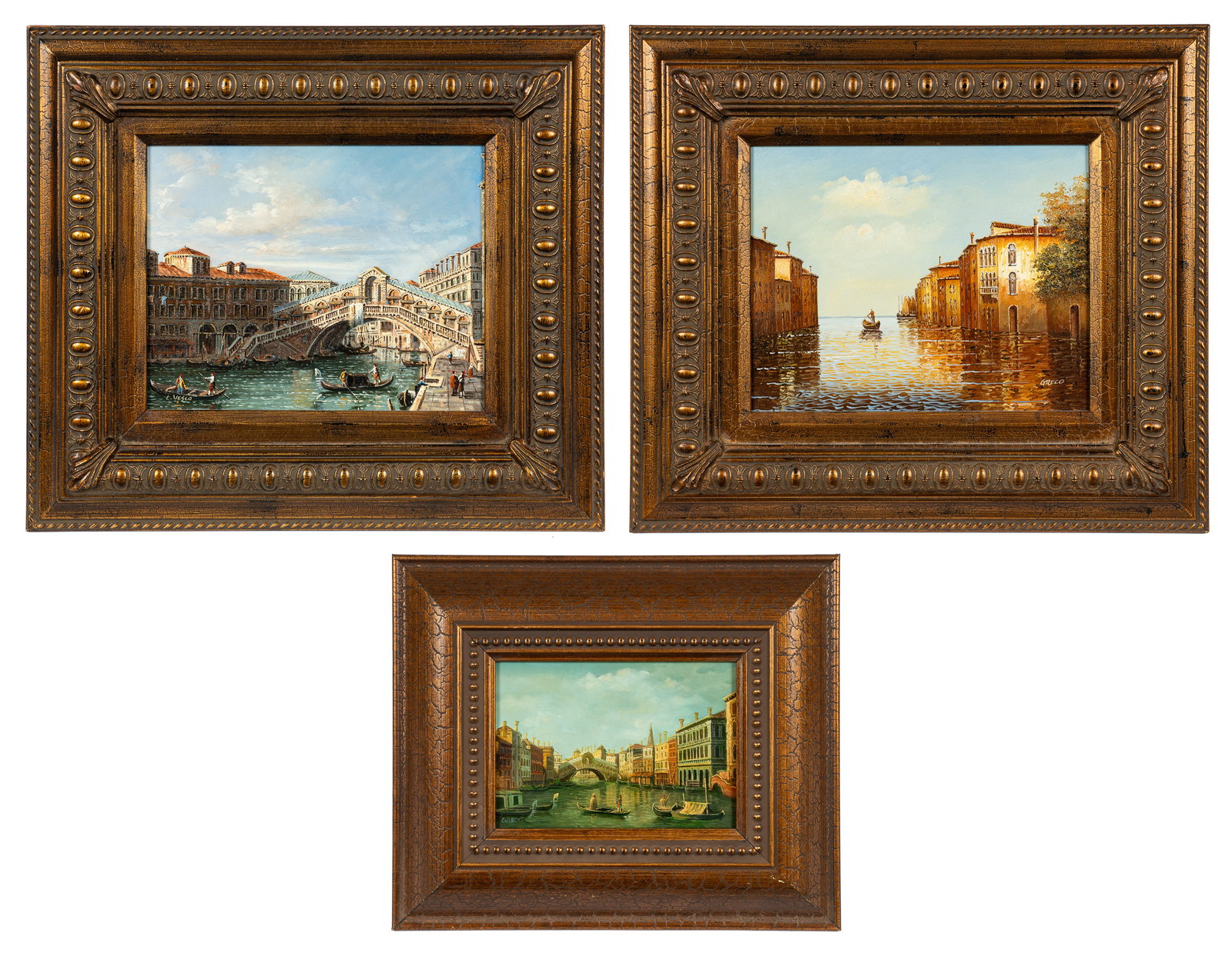 Lot of 3 Italian Style Canal Paintings. (1 of 16)