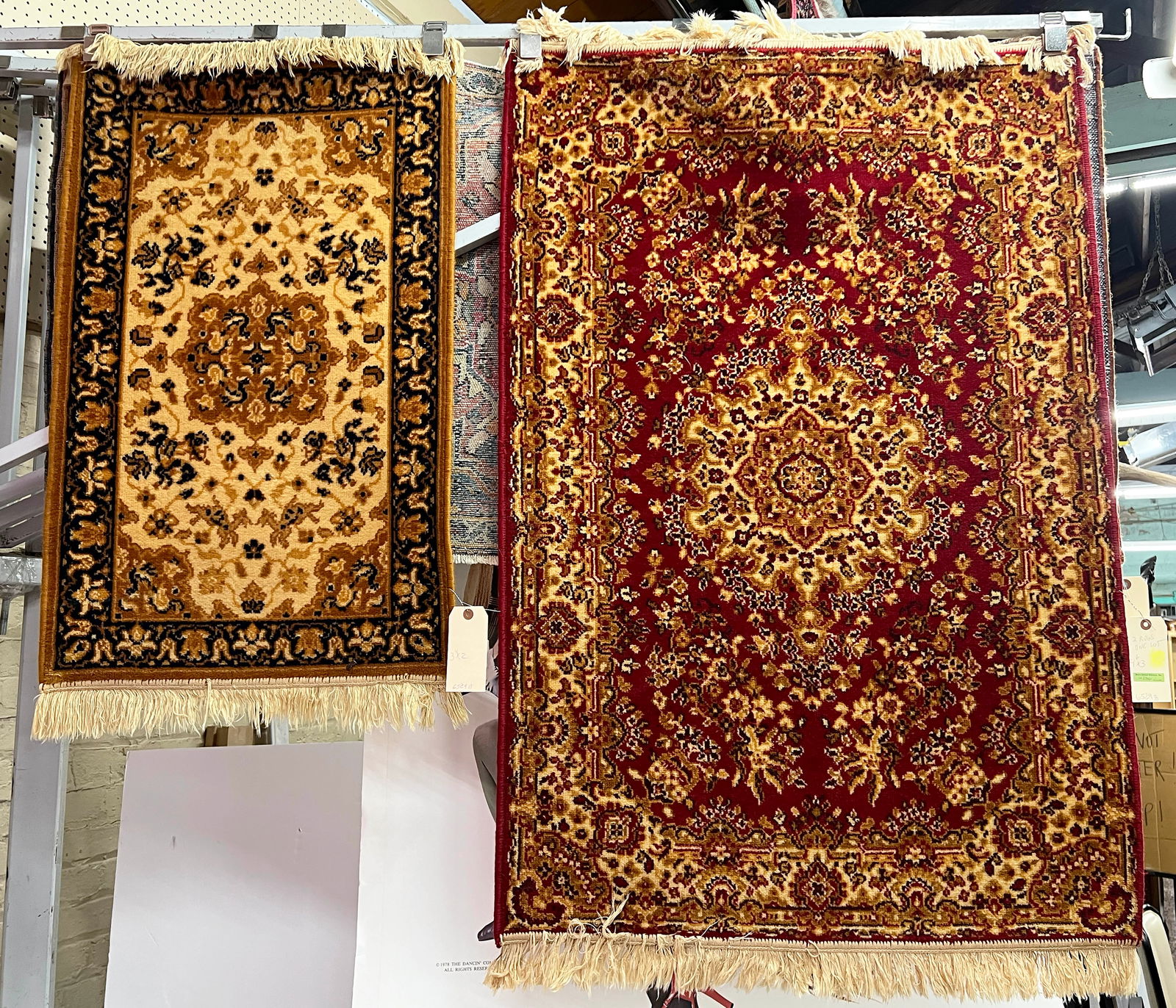 Lot of 2 Red & Brown Machine Made Rugs. (1 of 3)
