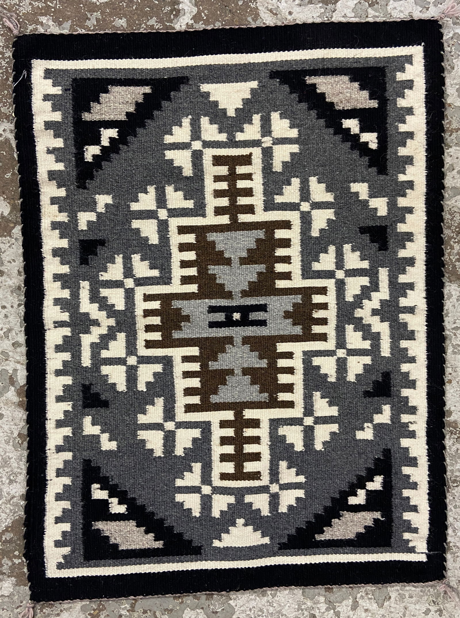 1' 10" x 2' 5" Small Grey Hill Navajo Rug. (1 of 2)