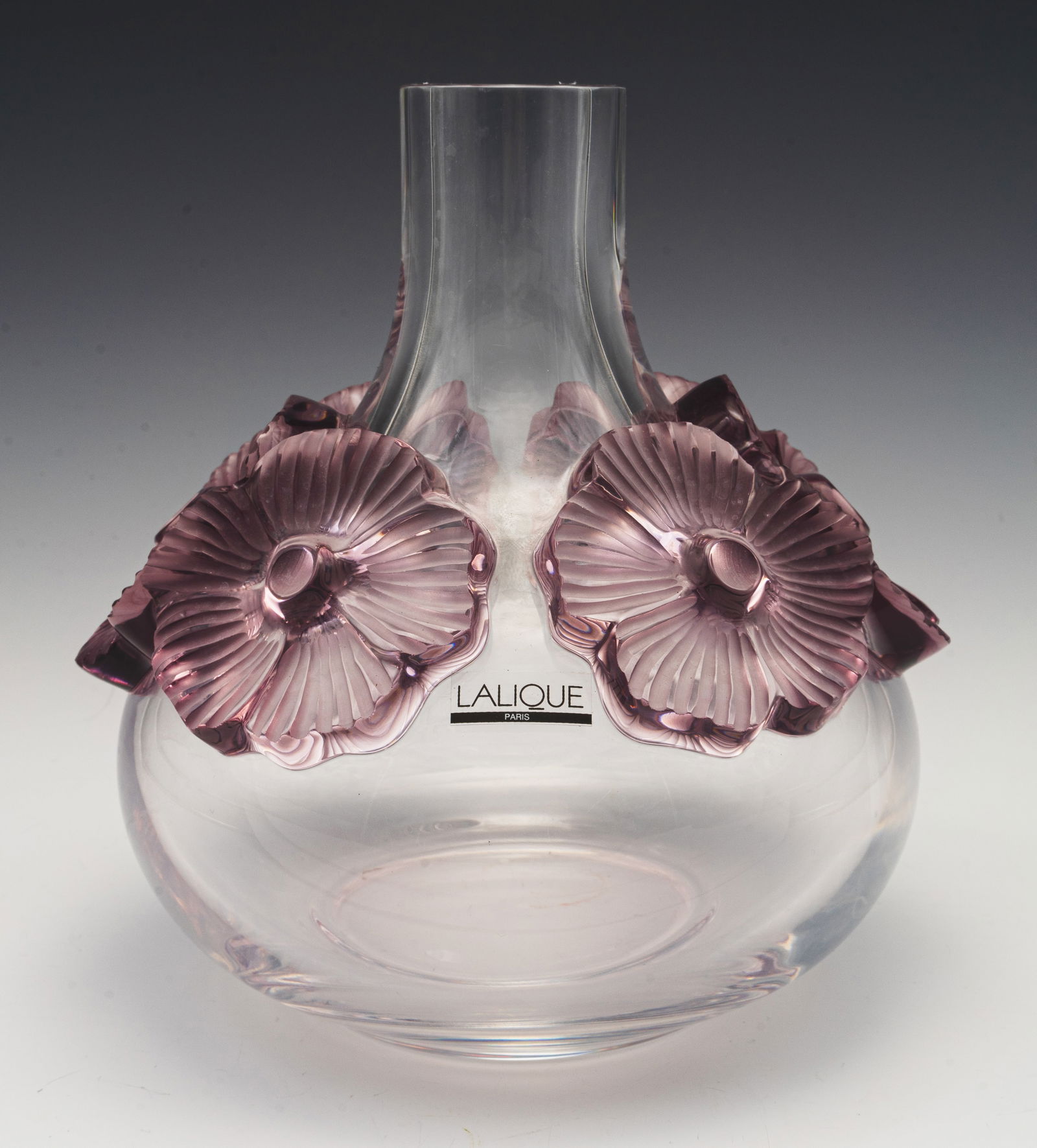 M Lalique "Atossa" Lavender Flower Crystal Vase. (1 of 2)