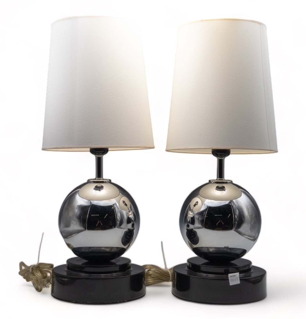 Pair of Van Teal Cassa Chrome Ball Lamps. (1 of 2)