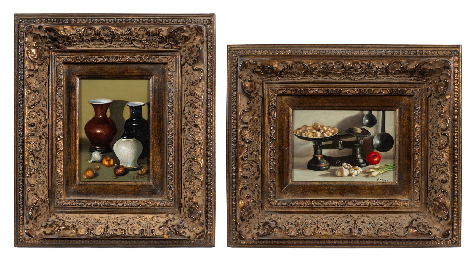 Lot of 2 Still Life Paintings Signed P. Sharp. (1 of 11)