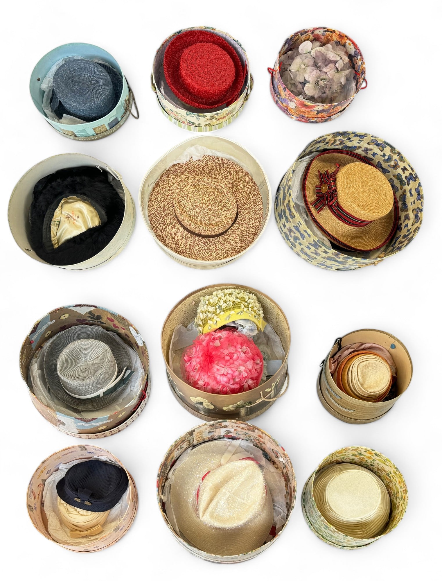 Lot of 19 Vintage Ladies' Hats w/ Boxes. (1 of 1)