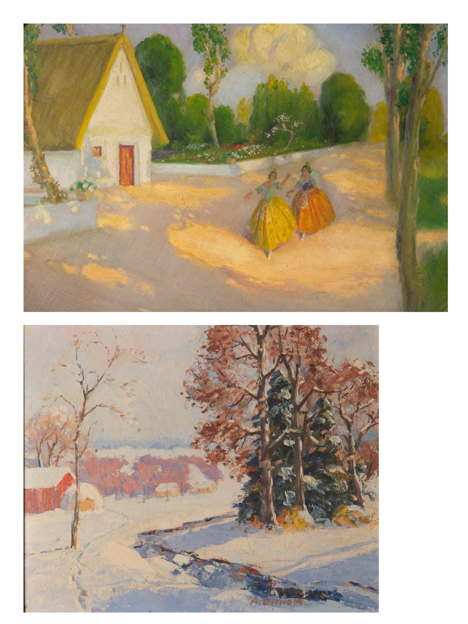 Lot of Two Signed Landscape Paintings. (1 of 12)