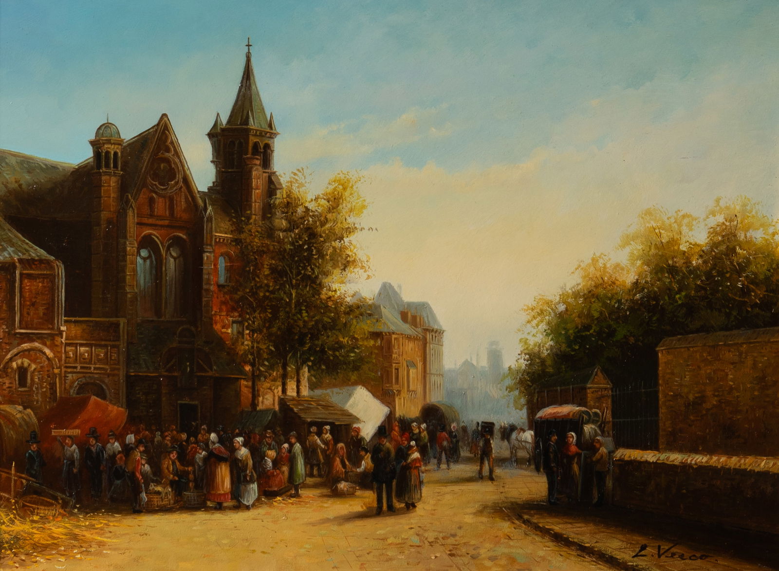 Painting of City Square, Sgd. Veeco. (1 of 4)