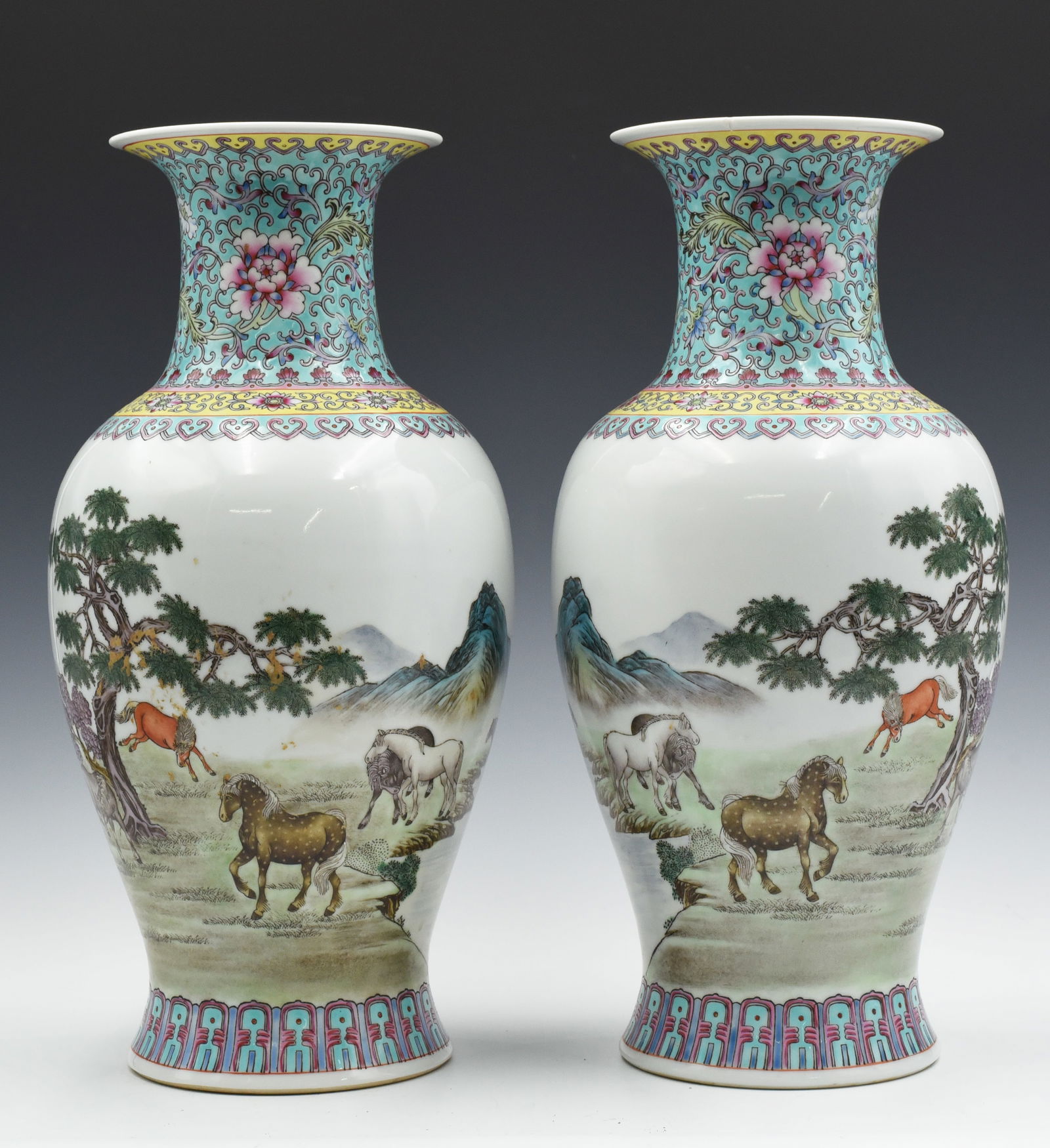 Pair of Handpainted Famille Rose Porcelain Vases. (1 of 5)