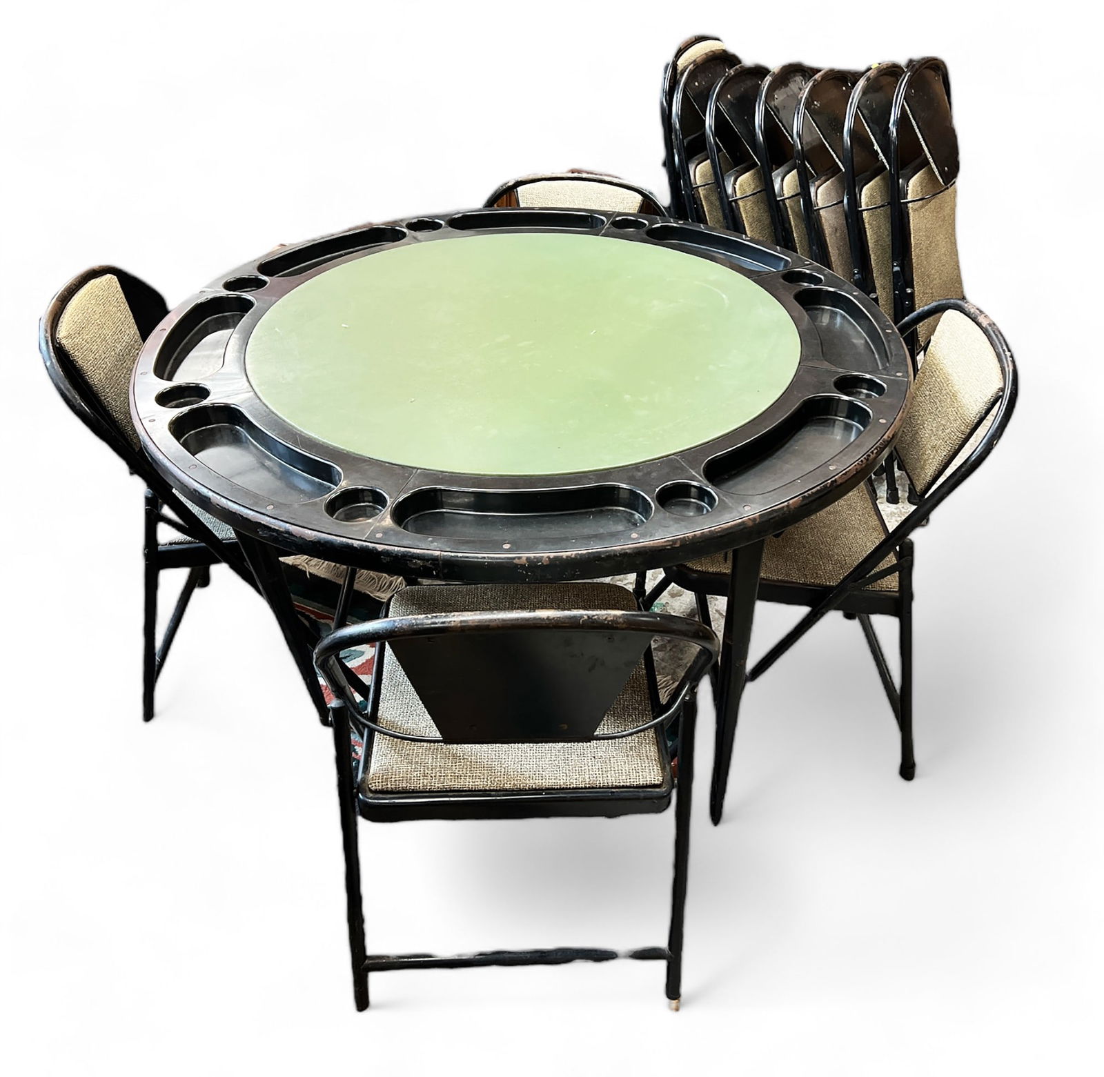 Durham Mid Century Game Table & 11 Folding Chairs. (1 of 2)