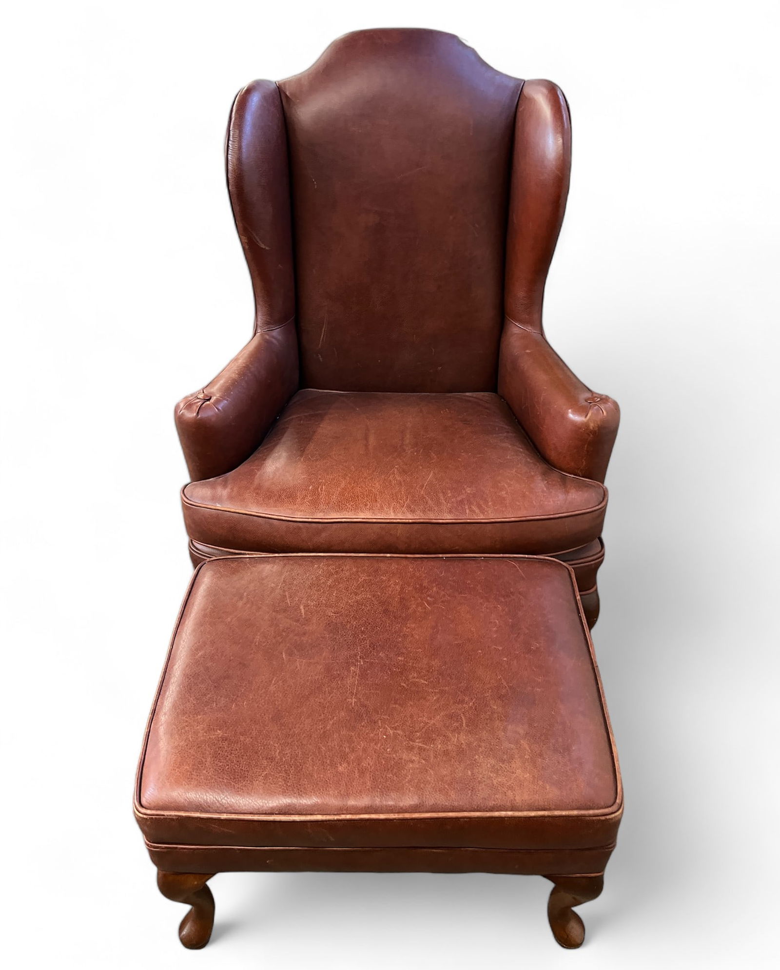 Ethan Allen Wingback Chair & Ottoman. (1 of 2)