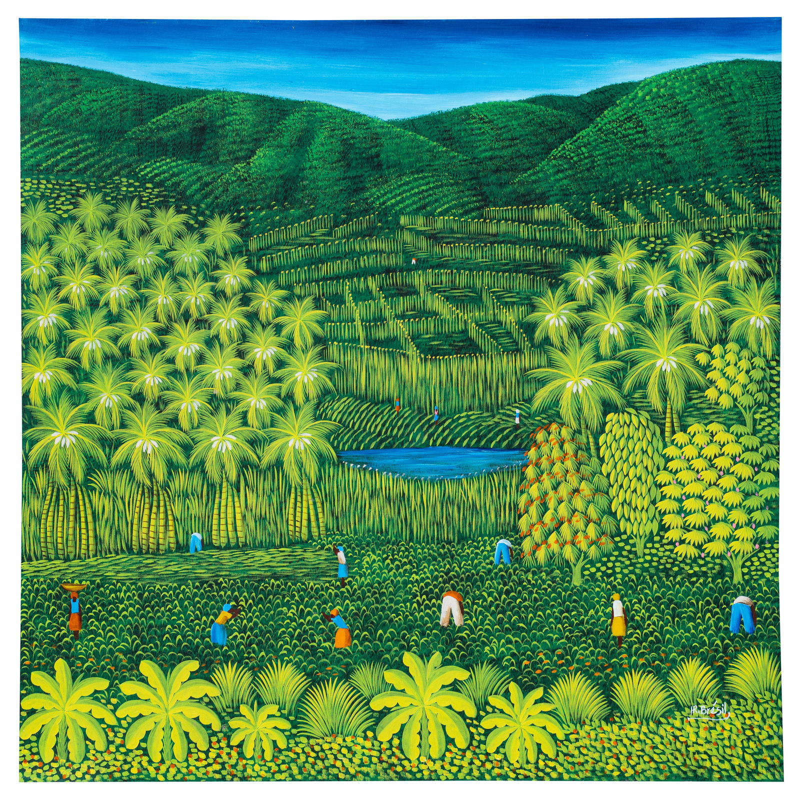 Large Farming Scene Painting, Henri-Robert Bresil. (1 of 5)