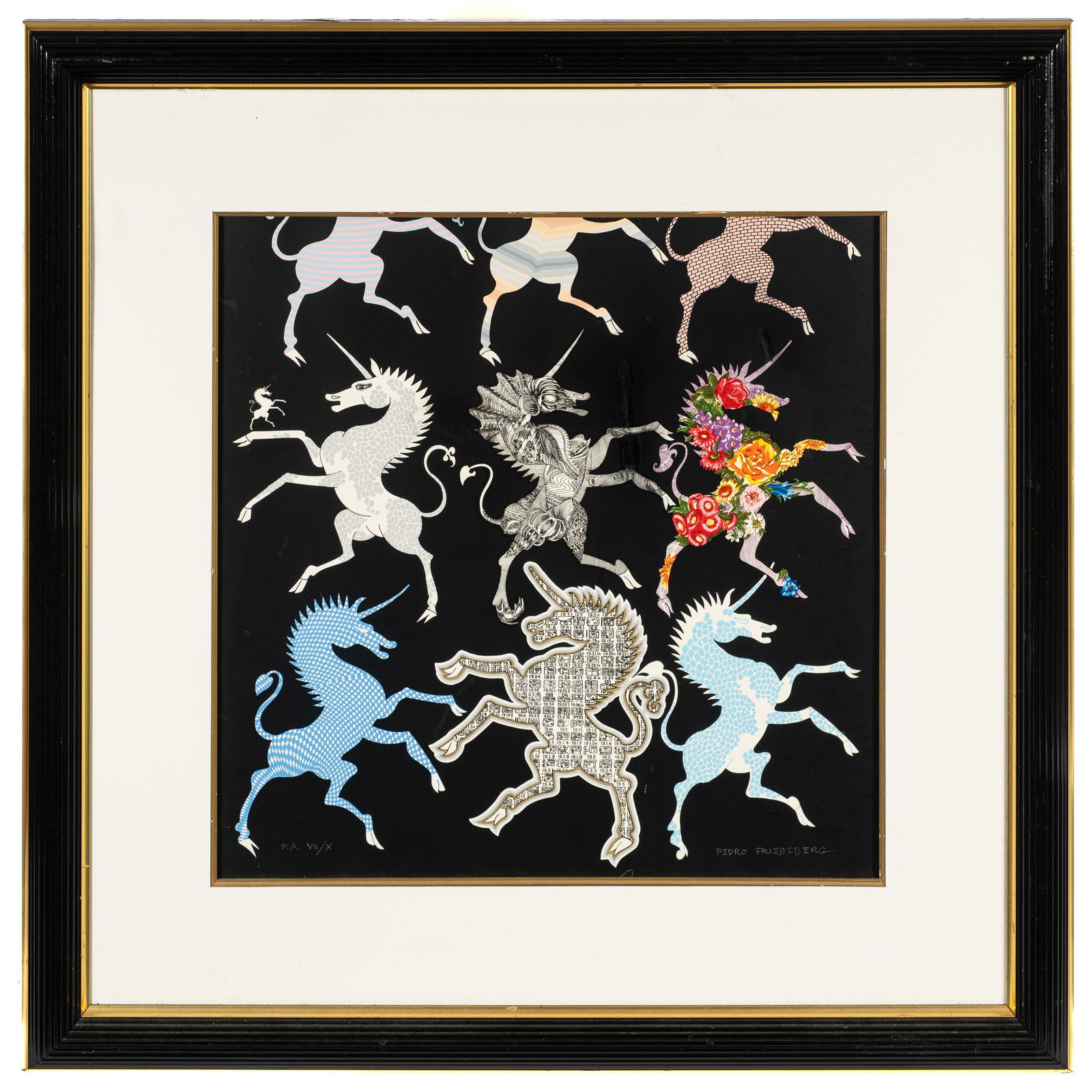 Pedro Friedeberg Serigraph, Unicorns. (1 of 9)