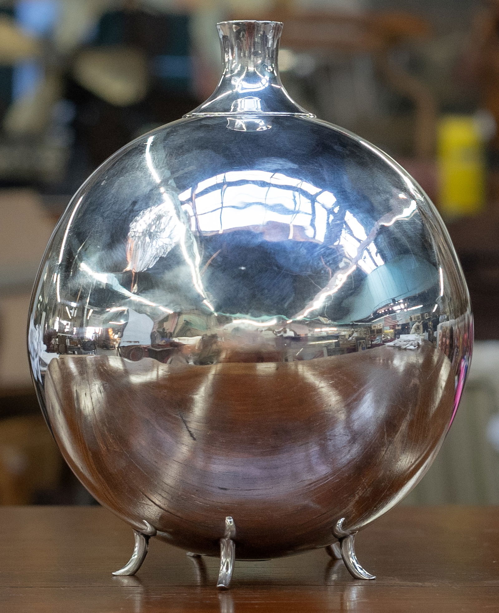 Christian Dior Silverplate Ball Vase w/ 4 Feet. (1 of 2)