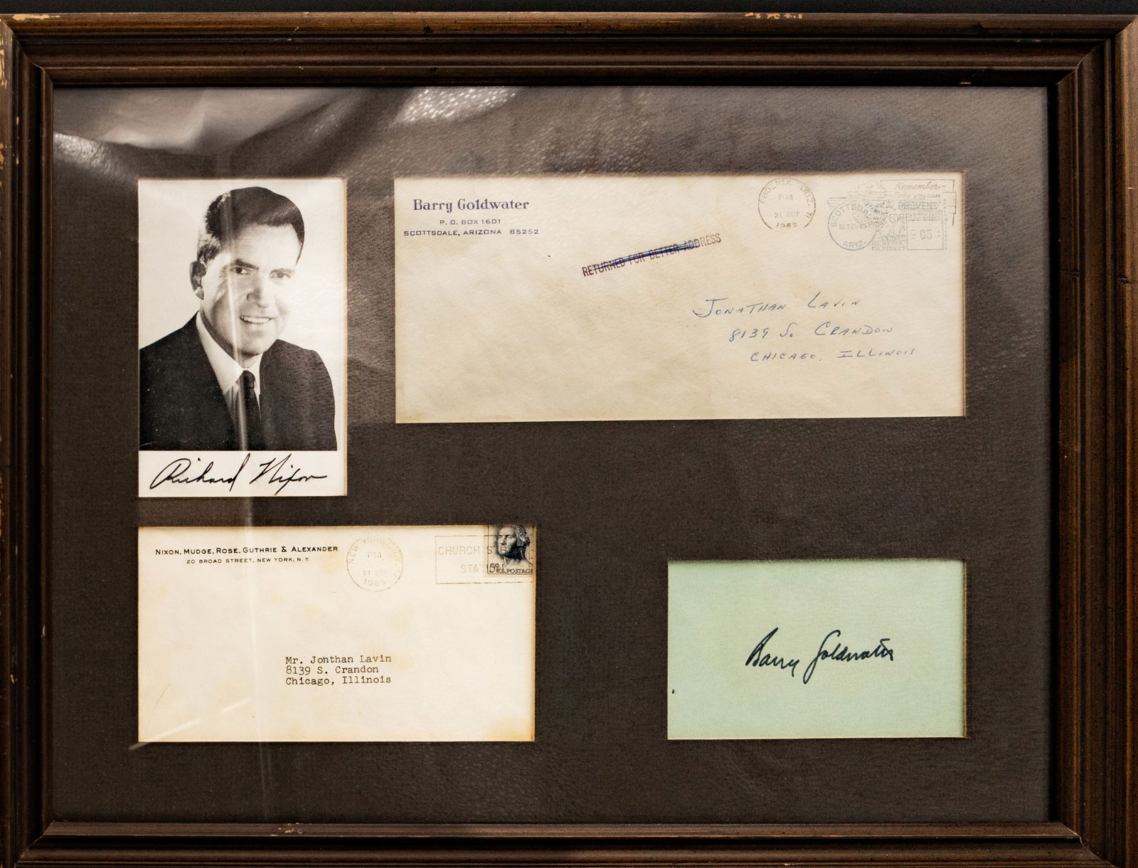 Richard Nixon & Barry Goldwater Autographs, Framed (1 of 2)