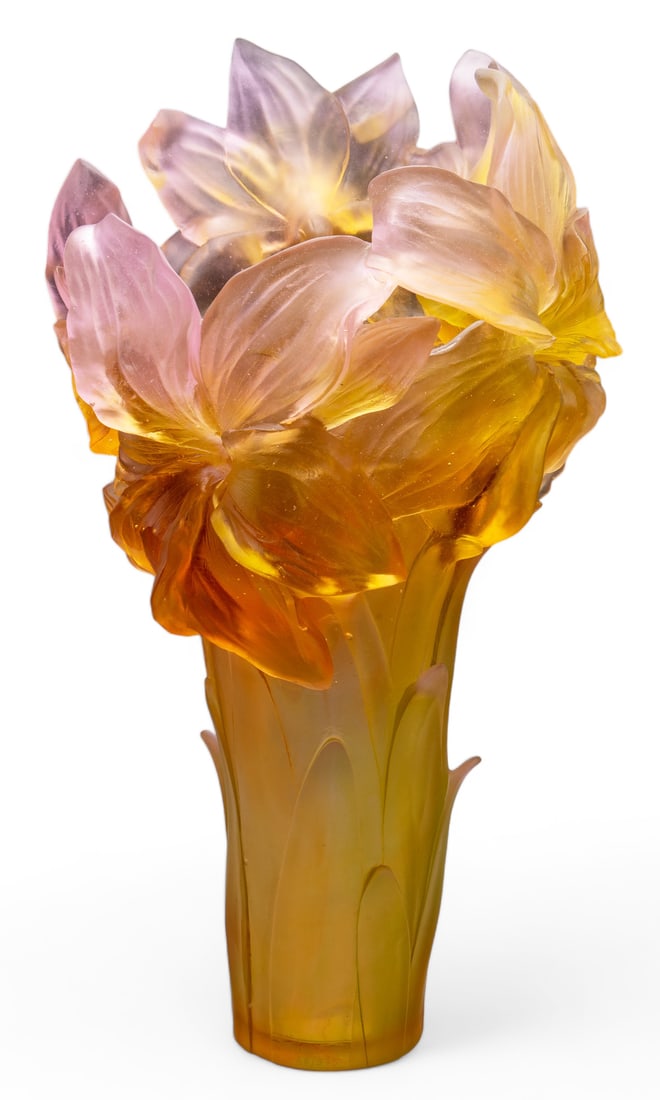 Large Daum Pate de Verre Amaryllis Vase Sculpture. (1 of 2)