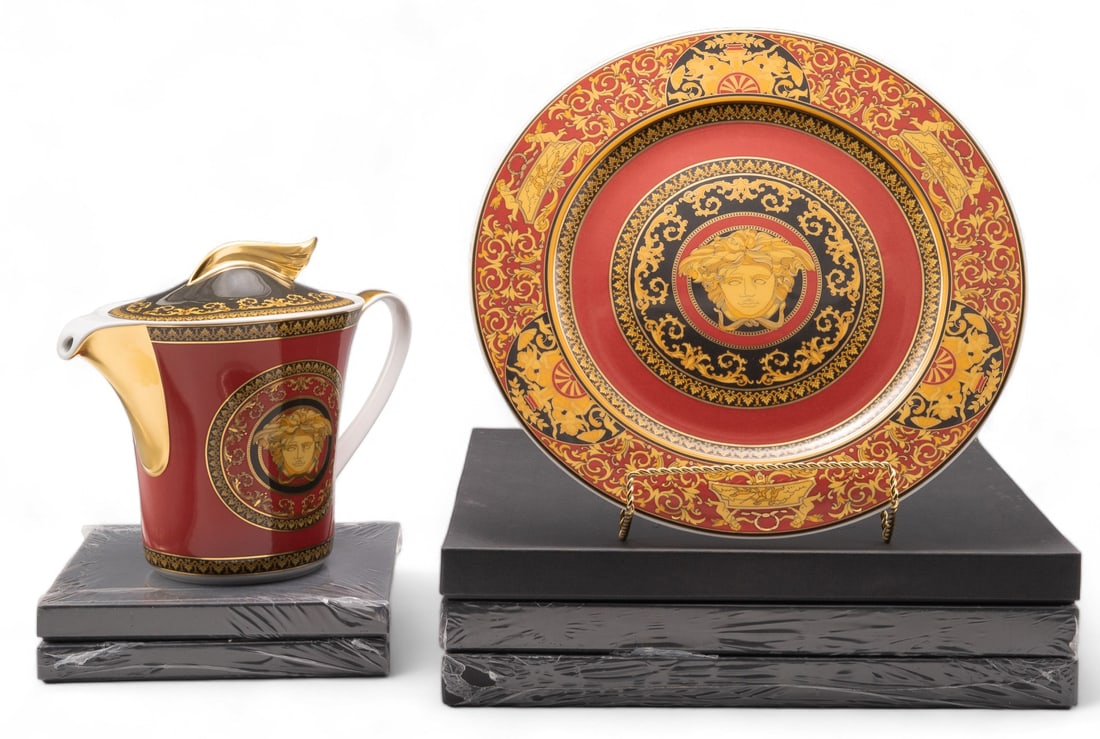 Lot: Versace Rosenthal Medusa Plates and Teapot. (1 of 4)