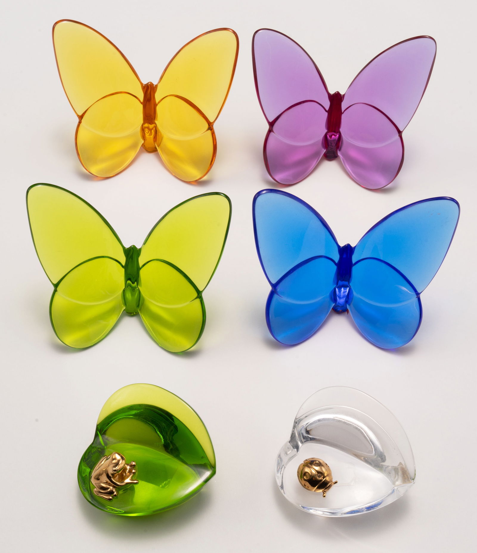 Lot of Baccarat Butterfly and Lily Pad Figurines. (1 of 3)