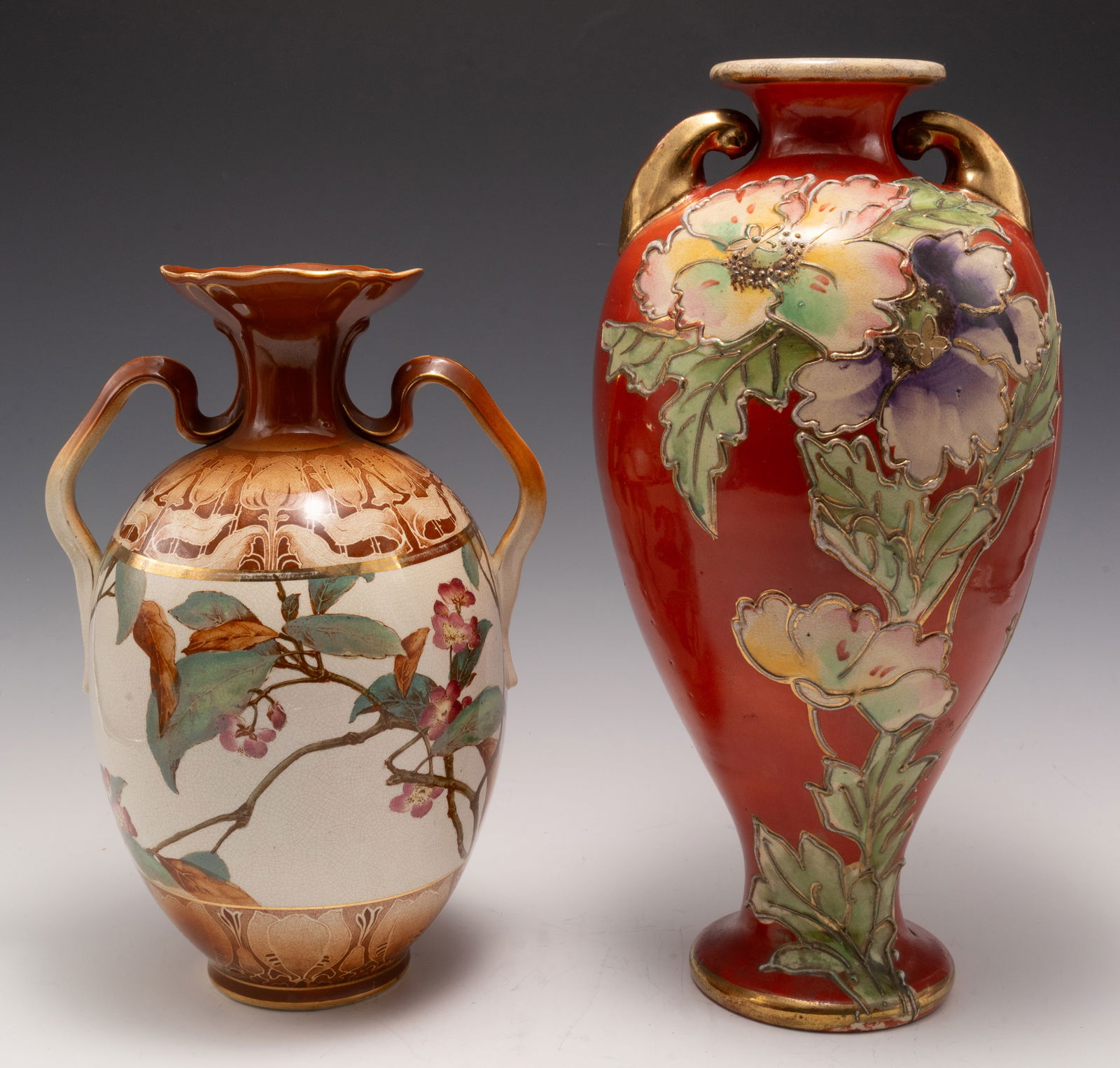 Two Vintage Floral Vases, one Buffalo Pottery. (1 of 7)