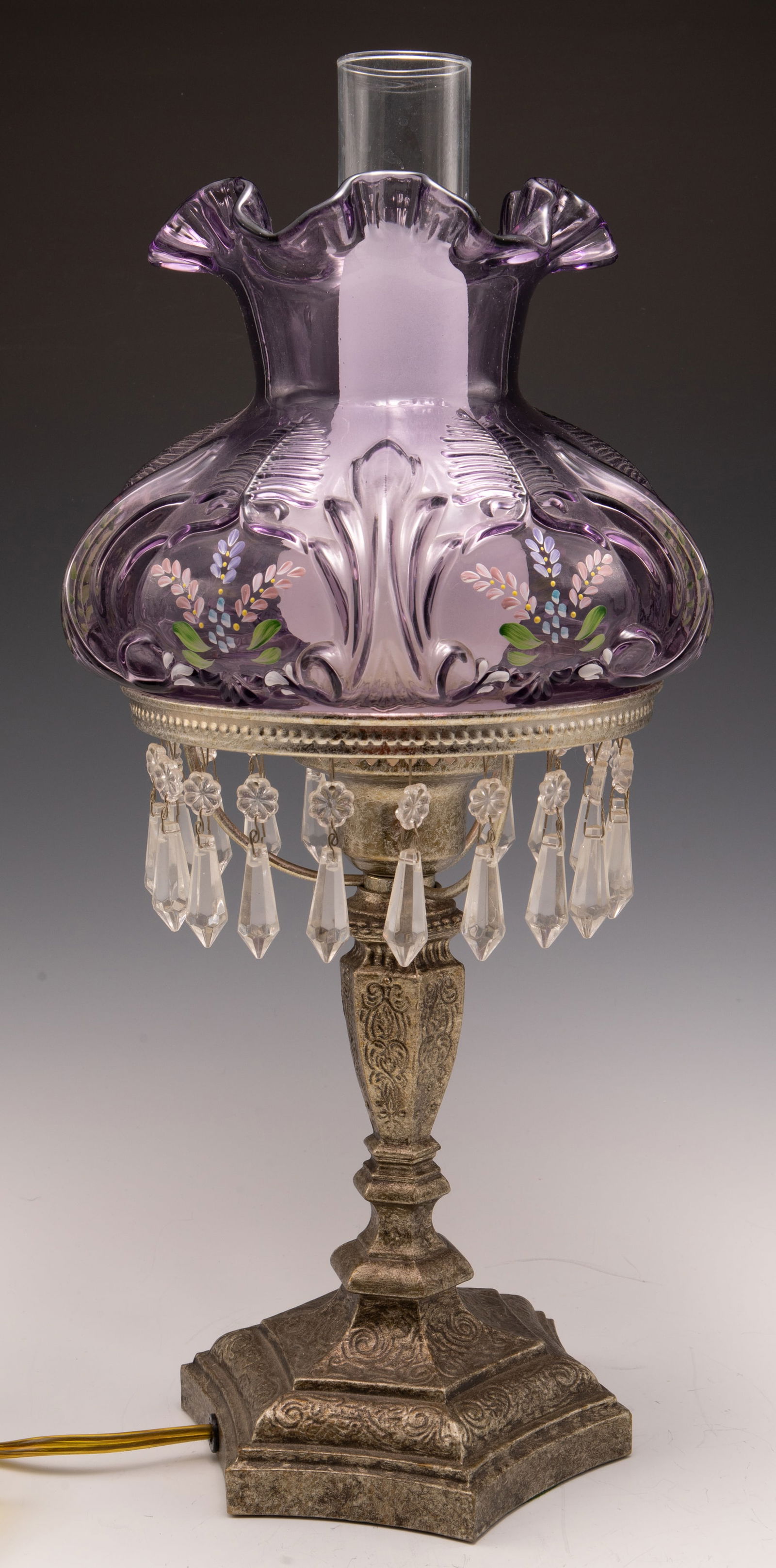 Signed George Fenton Purple Floral Lamp. (1 of 5)
